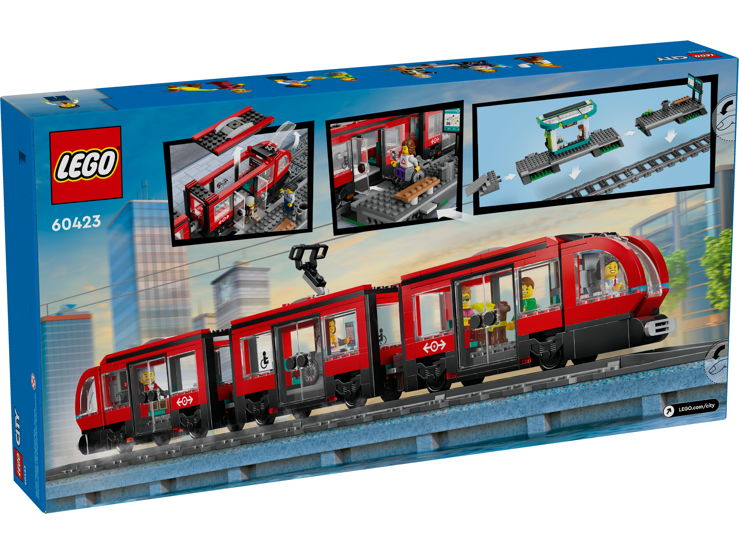 LEGO City 60423 Tramwaj miejski ze stacją - 811 elementów dla dzieci +7