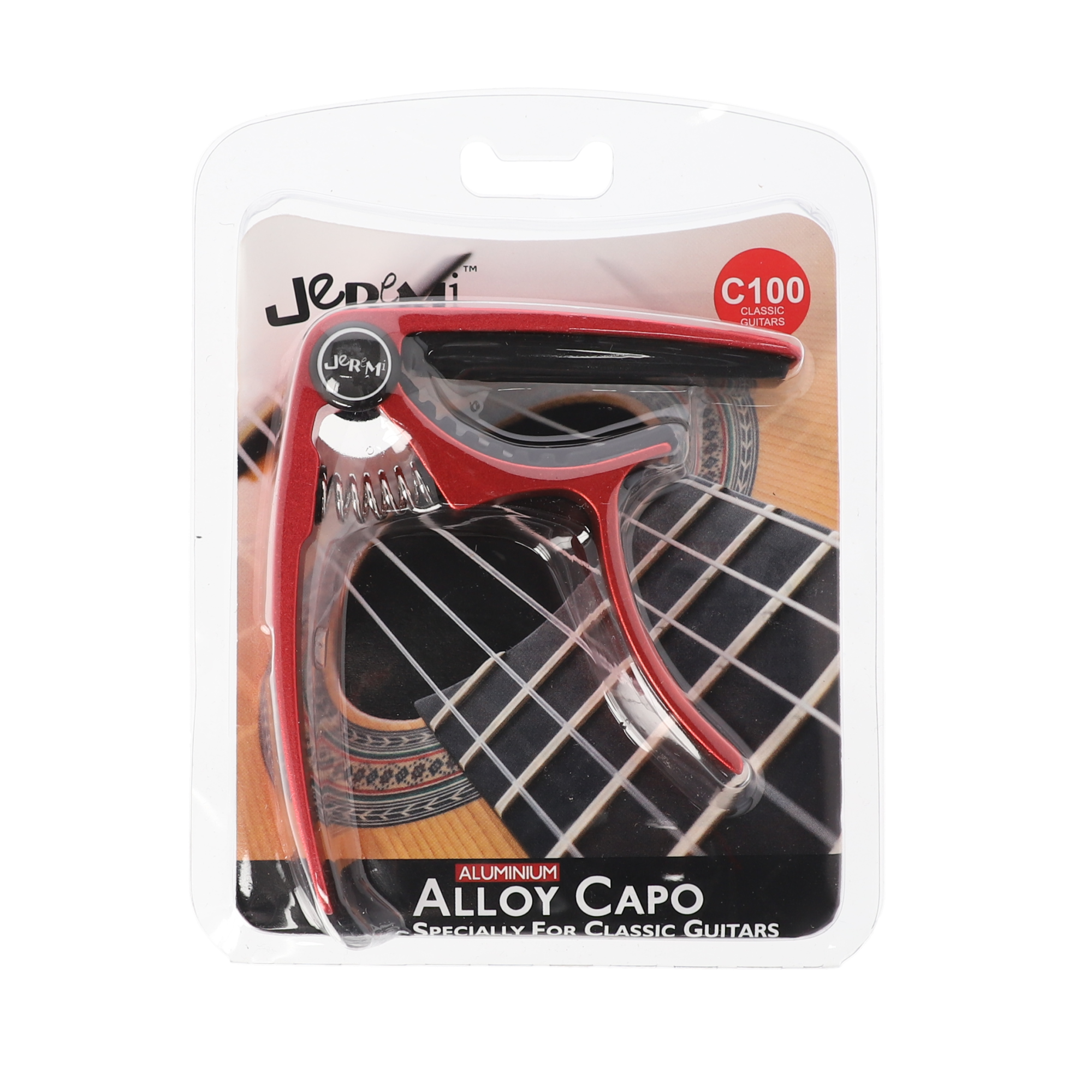 Kapodaster gitara klasyczna JEREMI C100 Czerwony