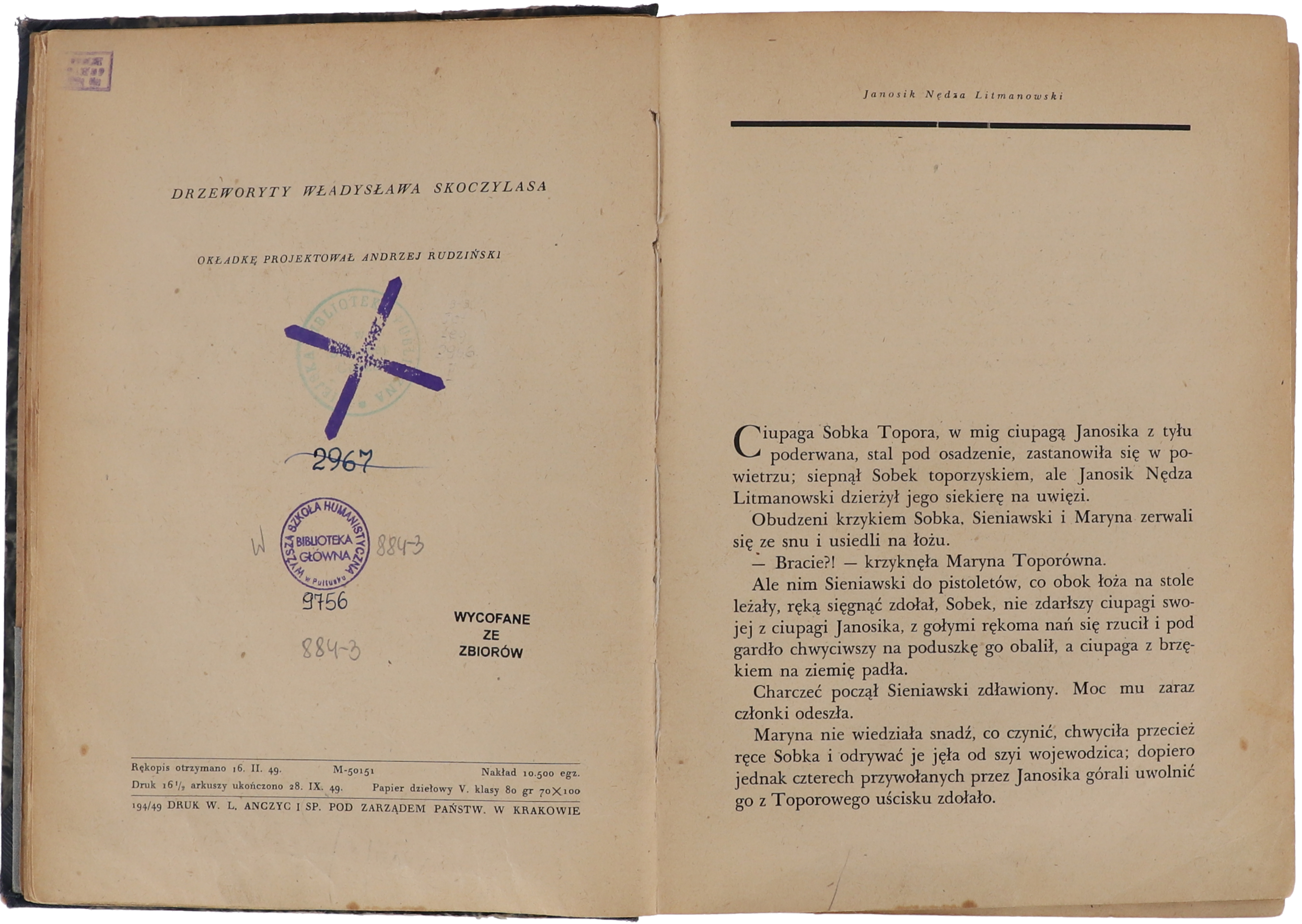 Kazimierz Przerwa-Tetmajer Janosik Nedza Litmanowski Legendy Tatr cz.2 1949