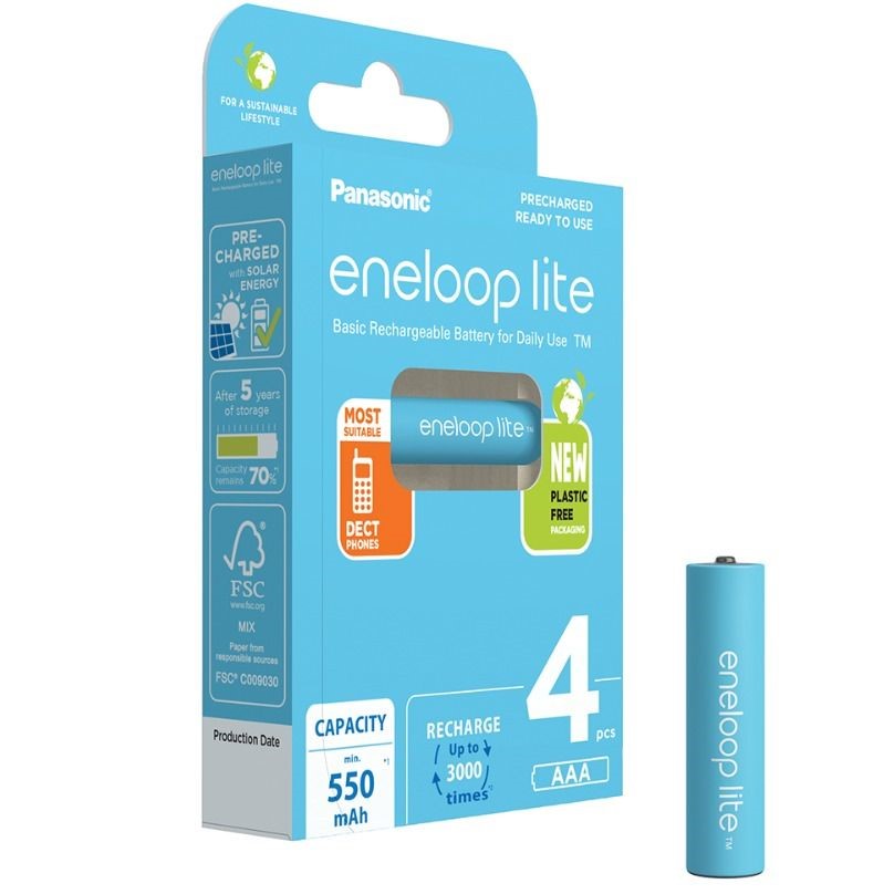 Cienkie paluszki akumulatorki baterie Panasonic eneloop Lite AAA 550mAH 4 szt.