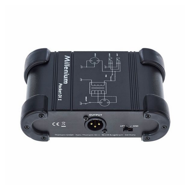 Pasywny DI Box Millenium Pocket DI 1 z PAD i Ground-Lift wejścia XLR/Jack
