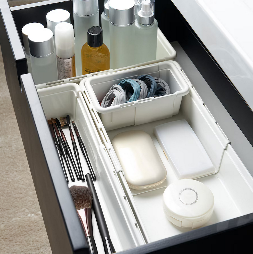 Rozsuwany pojemnik pudełko organizer do szuflady 13-18x9cm KACKLA biały