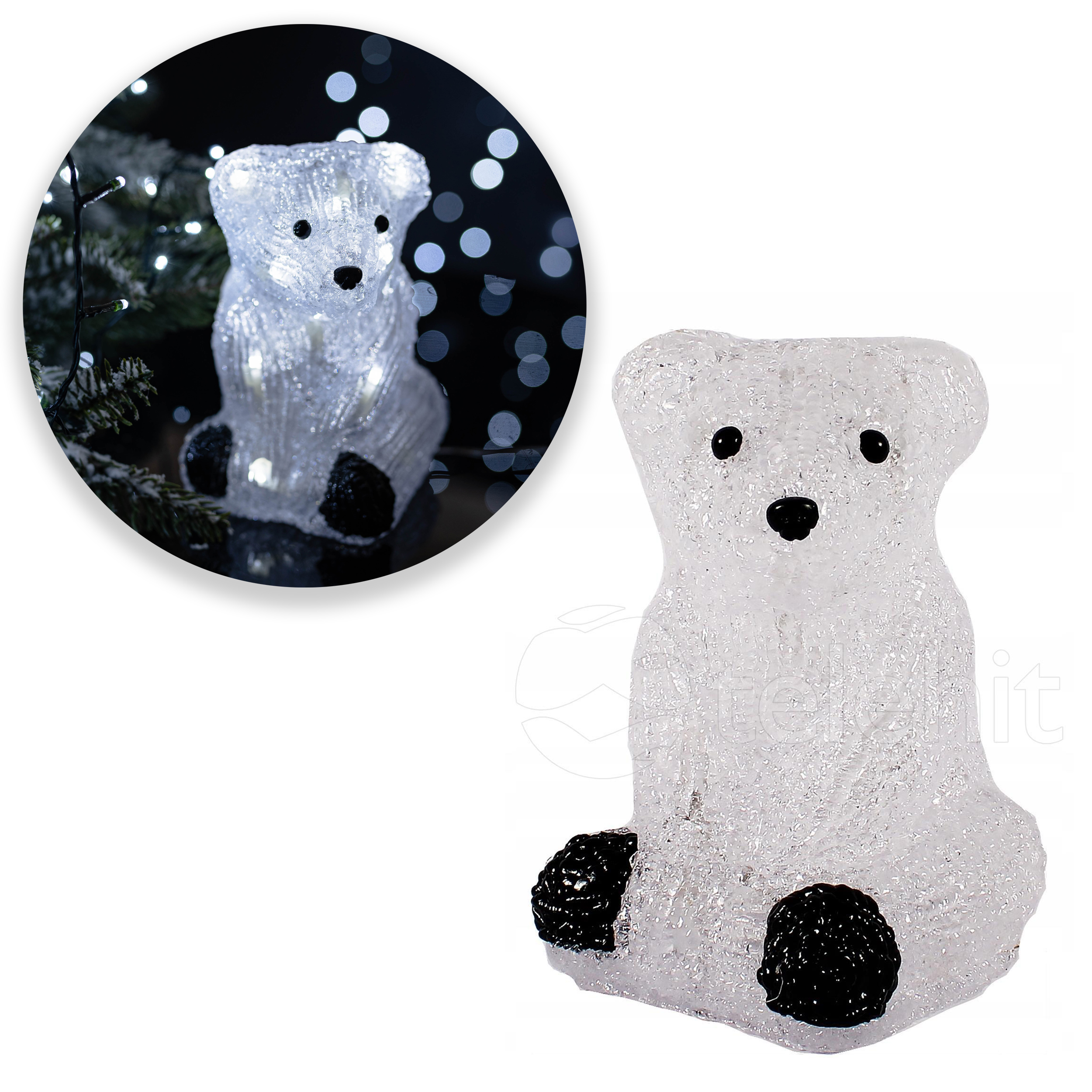 Ozdoba Świąteczna Miś 16LED 19CM CH15 THL40