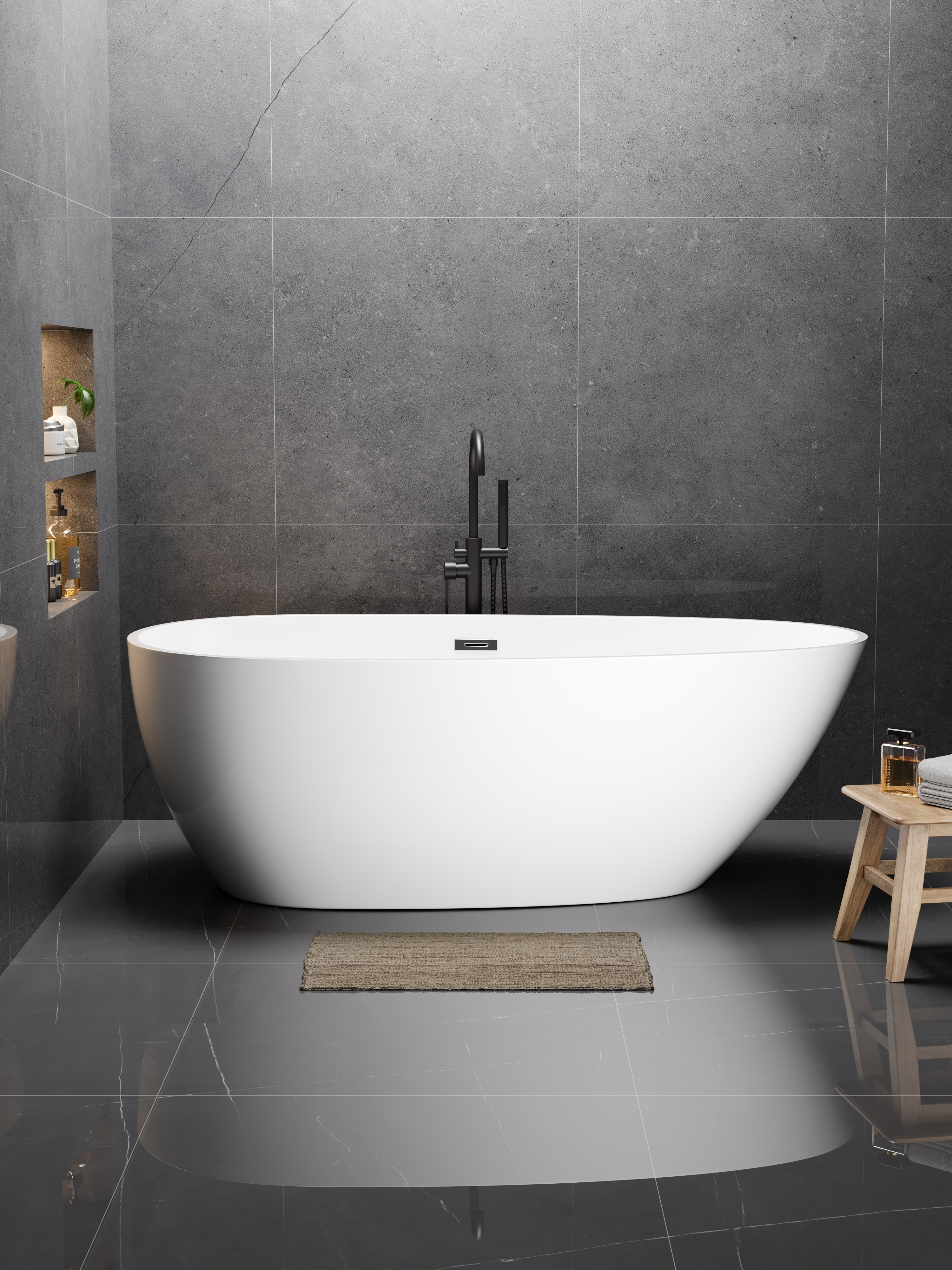 Wanna Gullfoss 170 x 75 cm wolnostojąca Akrylowa biała system przelewowy