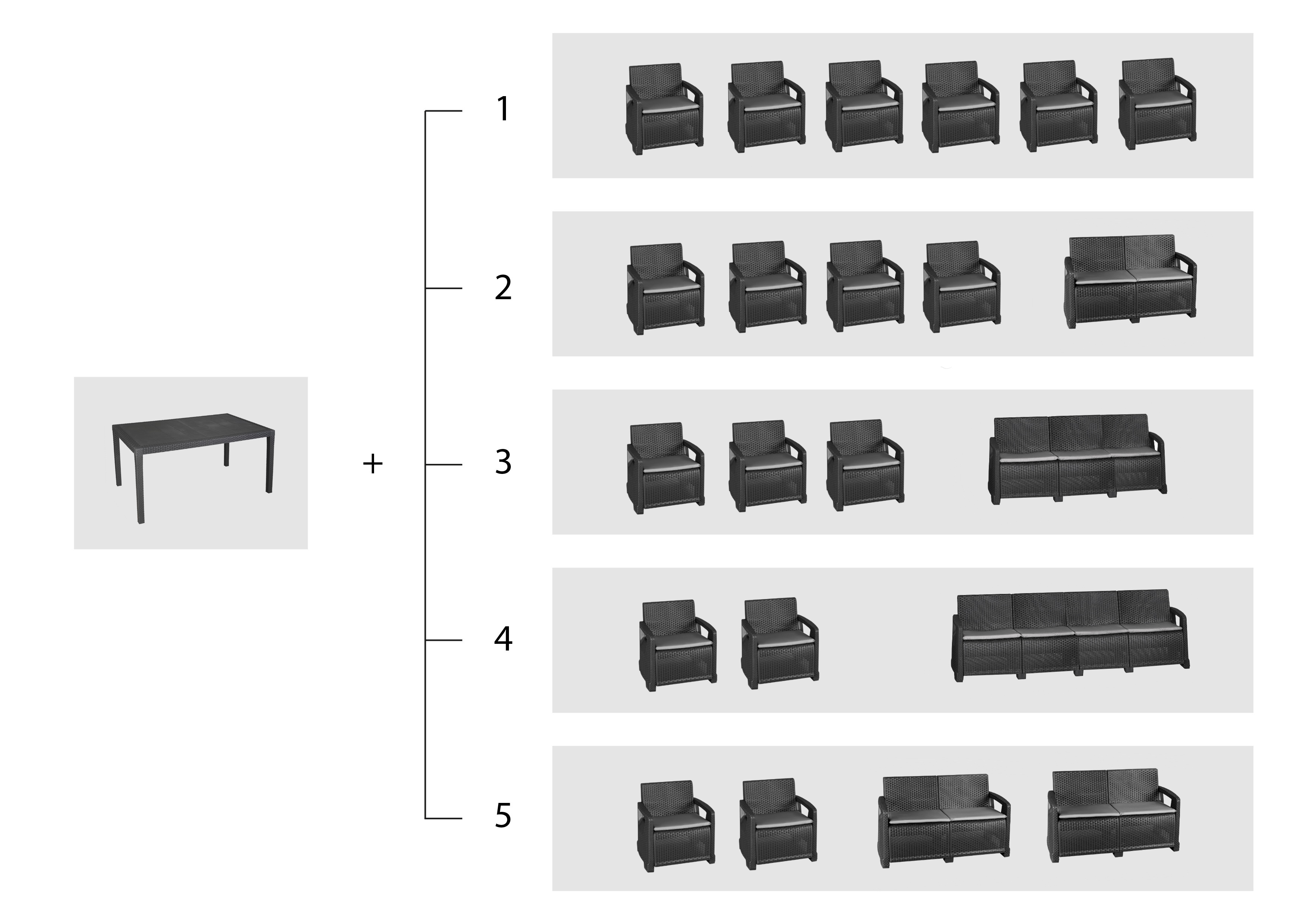 Zestaw Mebli Ogrodowych NAPOLI MINI 6 Rattan Antracyt