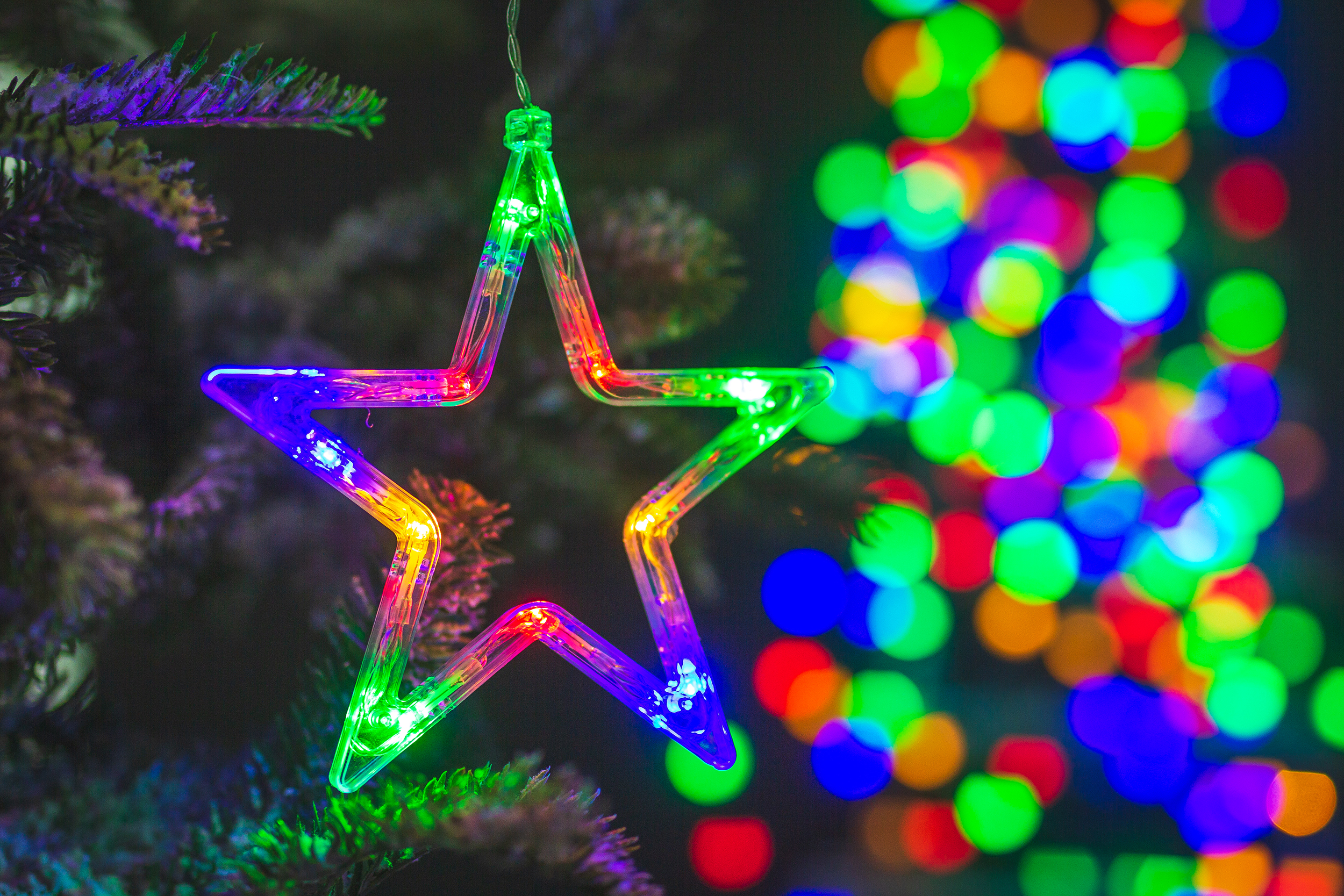 LAMPKI 10 LED NA BATERIE MULTICOLOR GWIAZDA