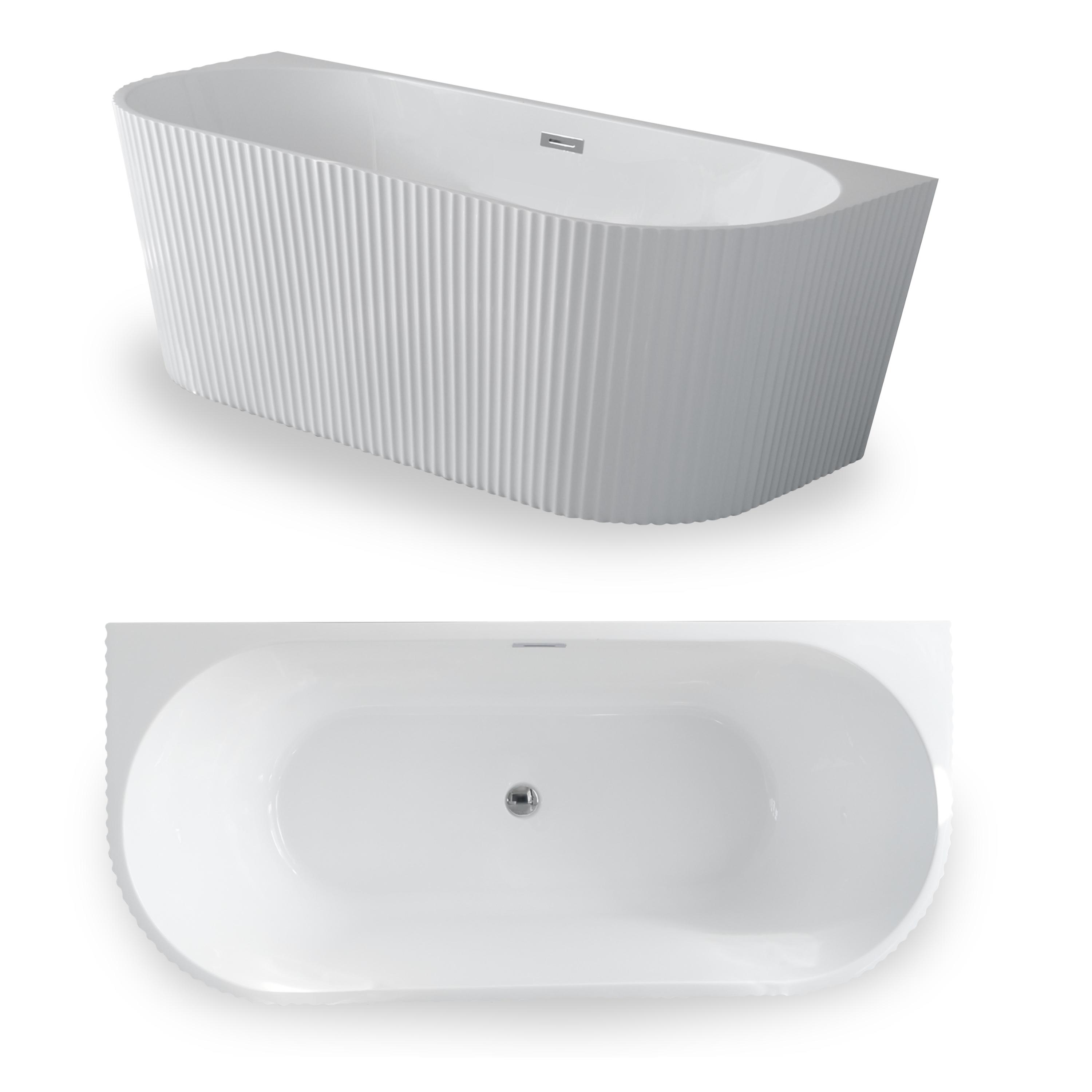 Wanna Pari 170 x 75 x 58 cm wolnostojąca przyścienna w prążki biała z przelewem