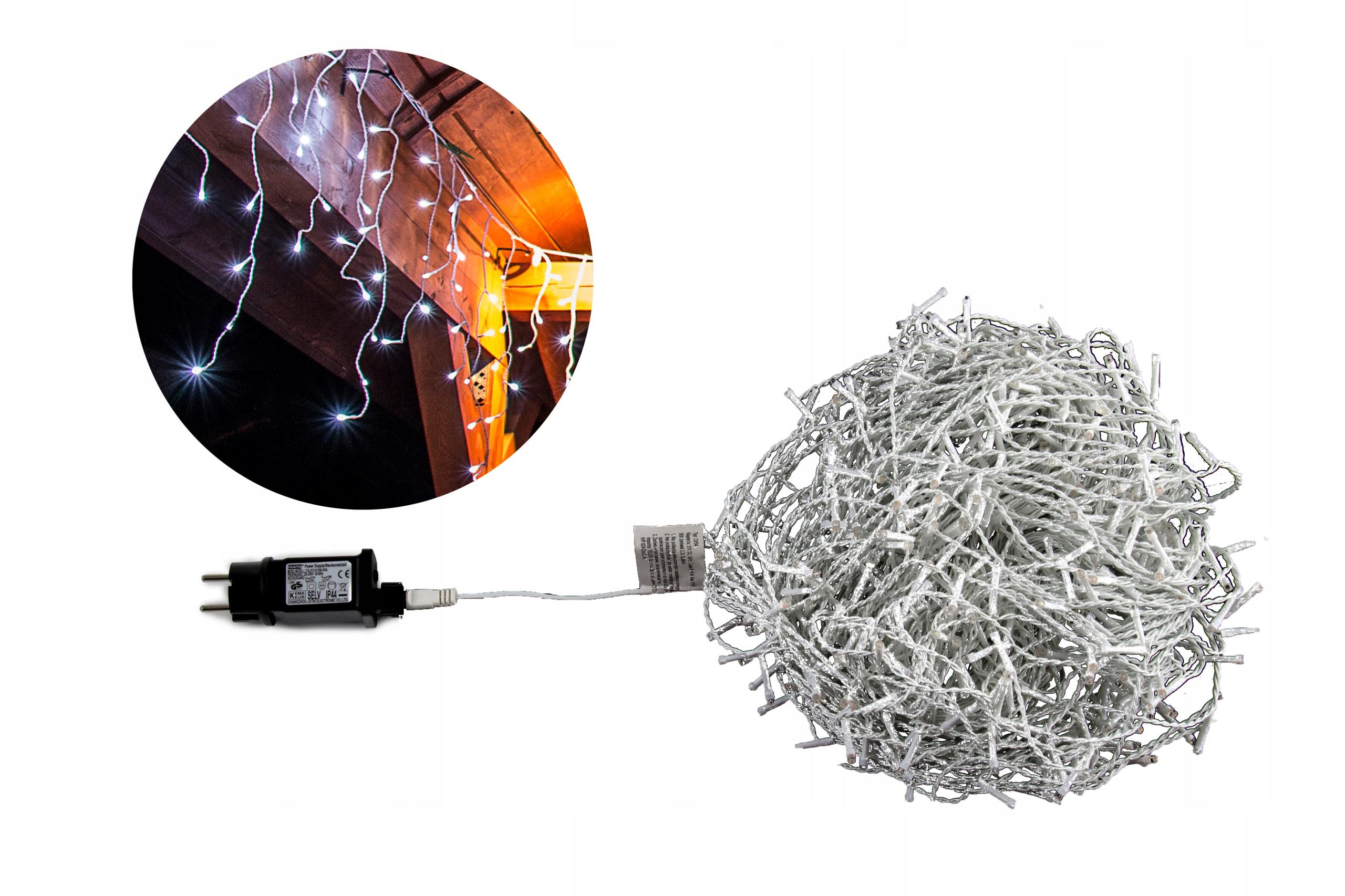 Lampki Choinkowe Sople 500LED 18M Białe Zimne CH34 EUROHIT Christmas