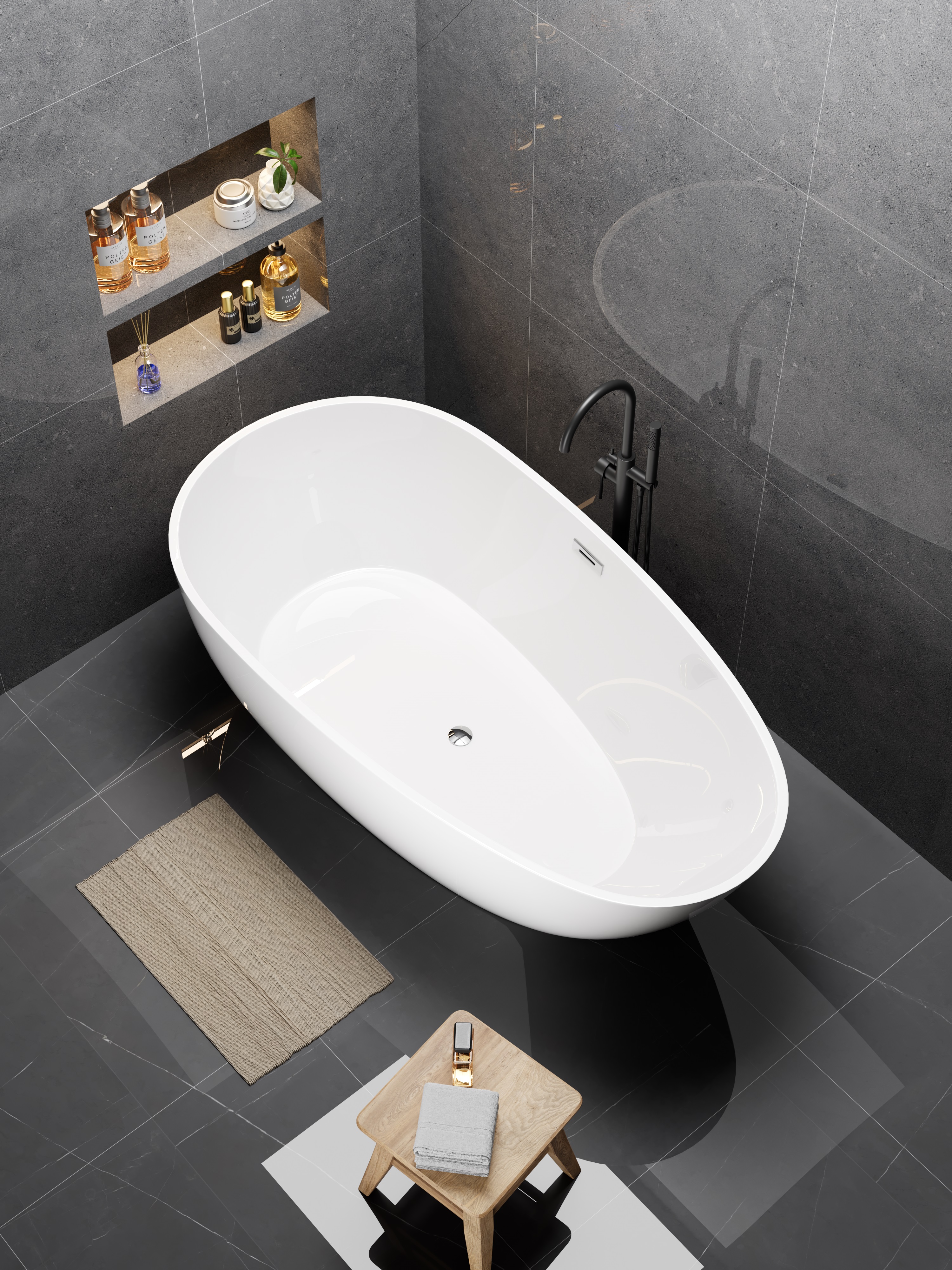 Wanna Gullfoss 170 x 75 cm wolnostojąca Akrylowa biała system przelewowy