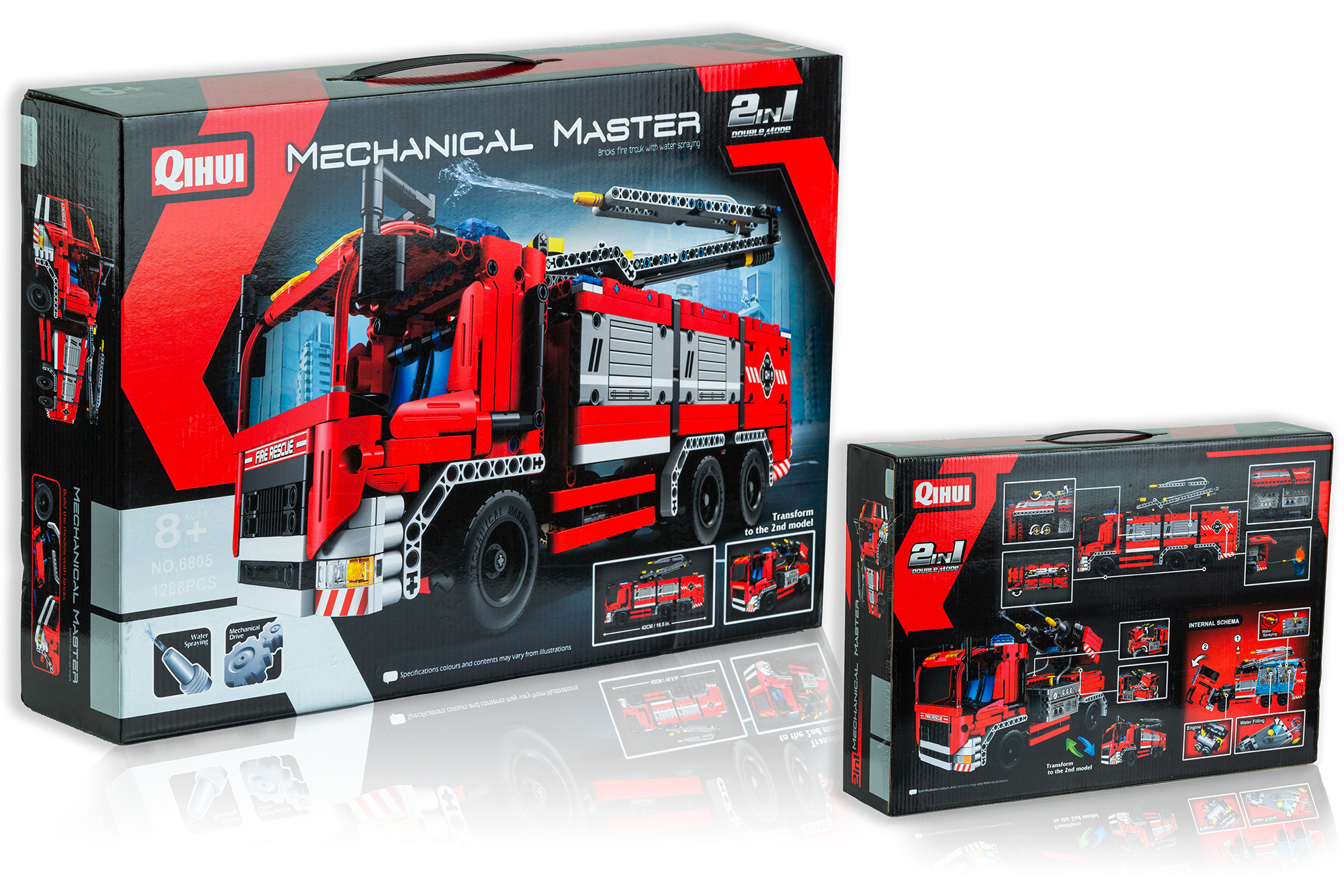 KLOCKI TECHNIC 2w1 WÓZ STRAŻACKI 1288 el. WODA