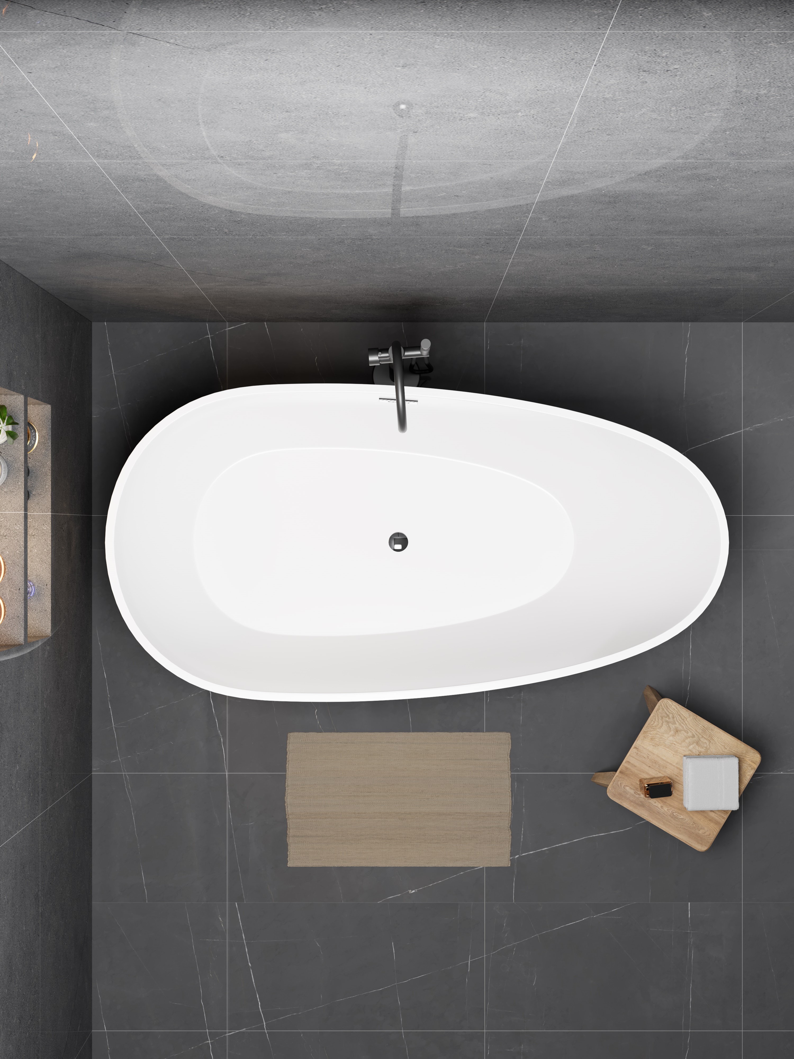 Wanna Gullfoss 170 x 75 cm wolnostojąca Akrylowa biała system przelewowy