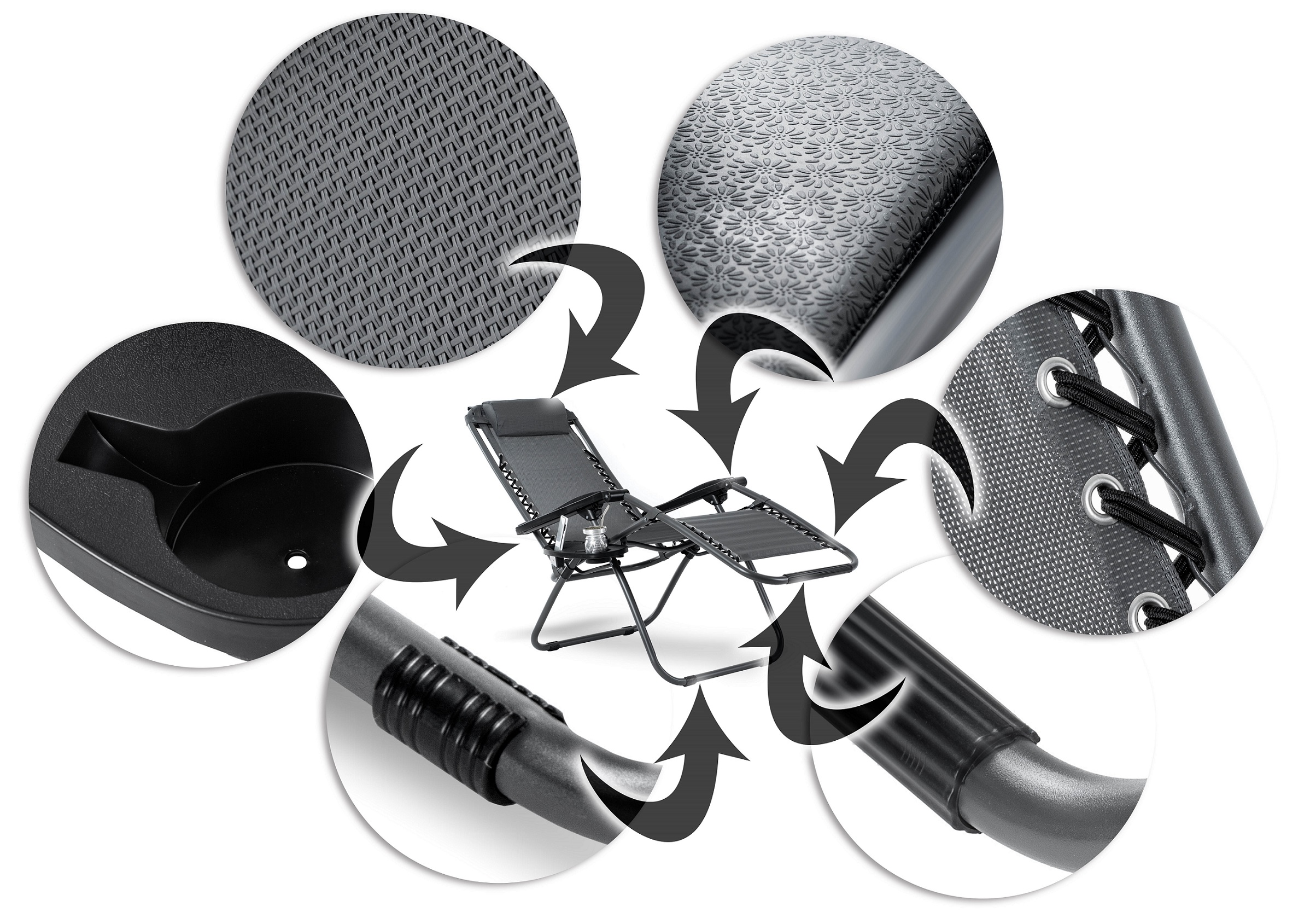 LEŻAK 2szt PLAŻOWY SKŁADANY GRAVITY FOTEL OGRODOWY