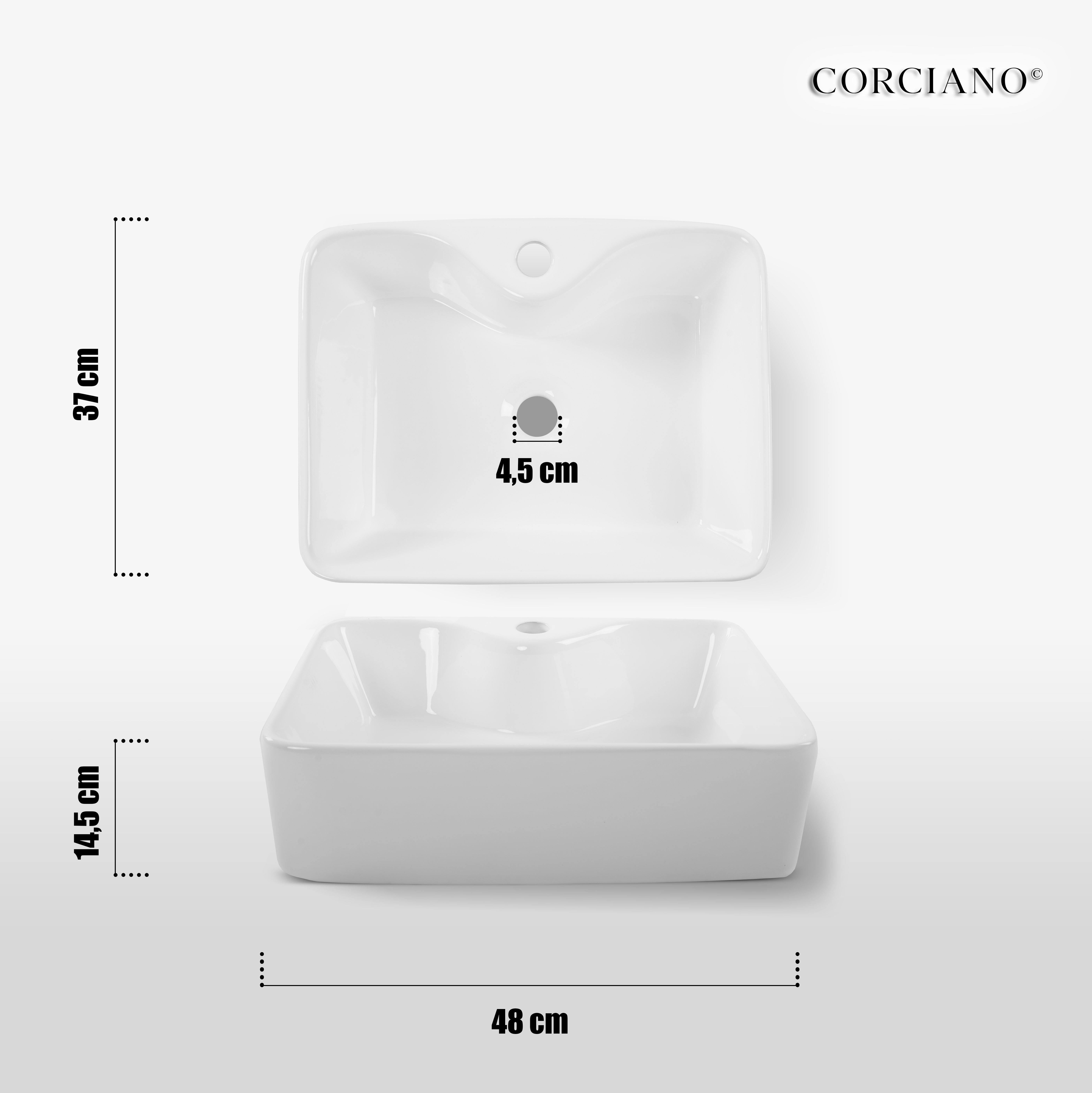 Umywalka Nablatowa KELLY prostokątna