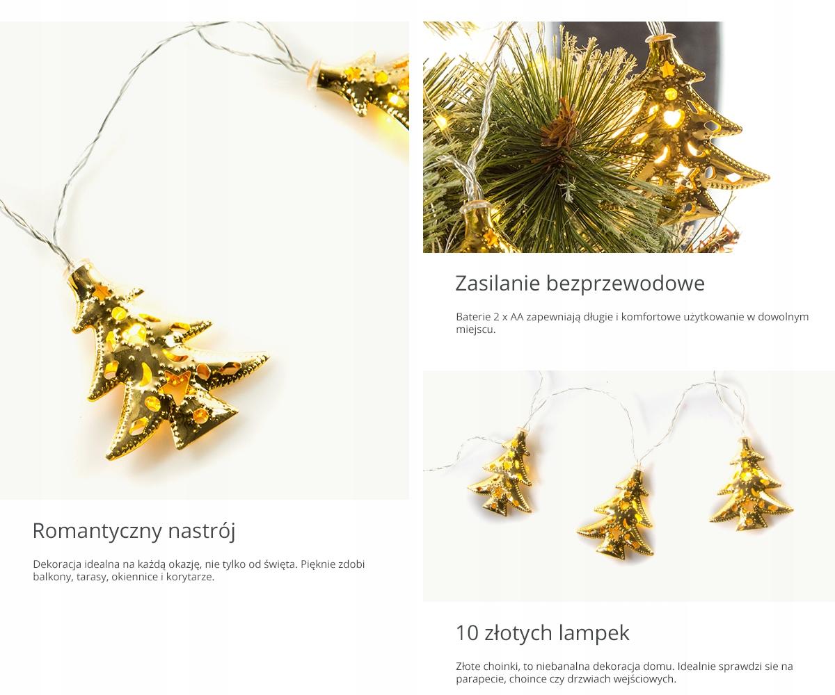 Choinki Złote Lampki LED na Baterie Łańcuch CH42 T
