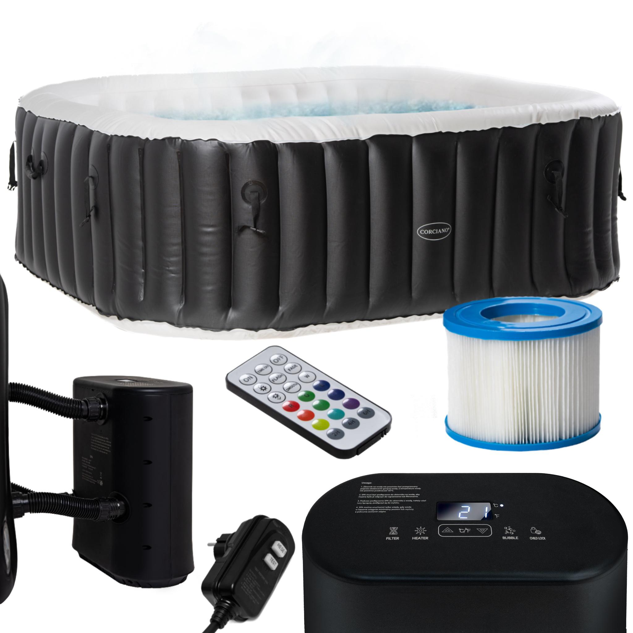 Jacuzzi Basen Ogrodowy Spa Corciano Kwadratowe 196 x 66 cm Hydromasaż