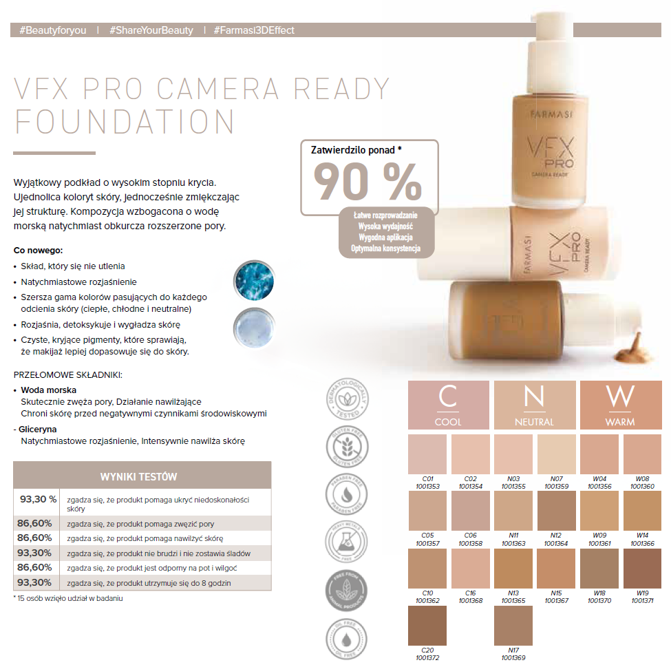 Farmasi VFX Pro Camera Ready Kryjący podkład - C20 - 30ml