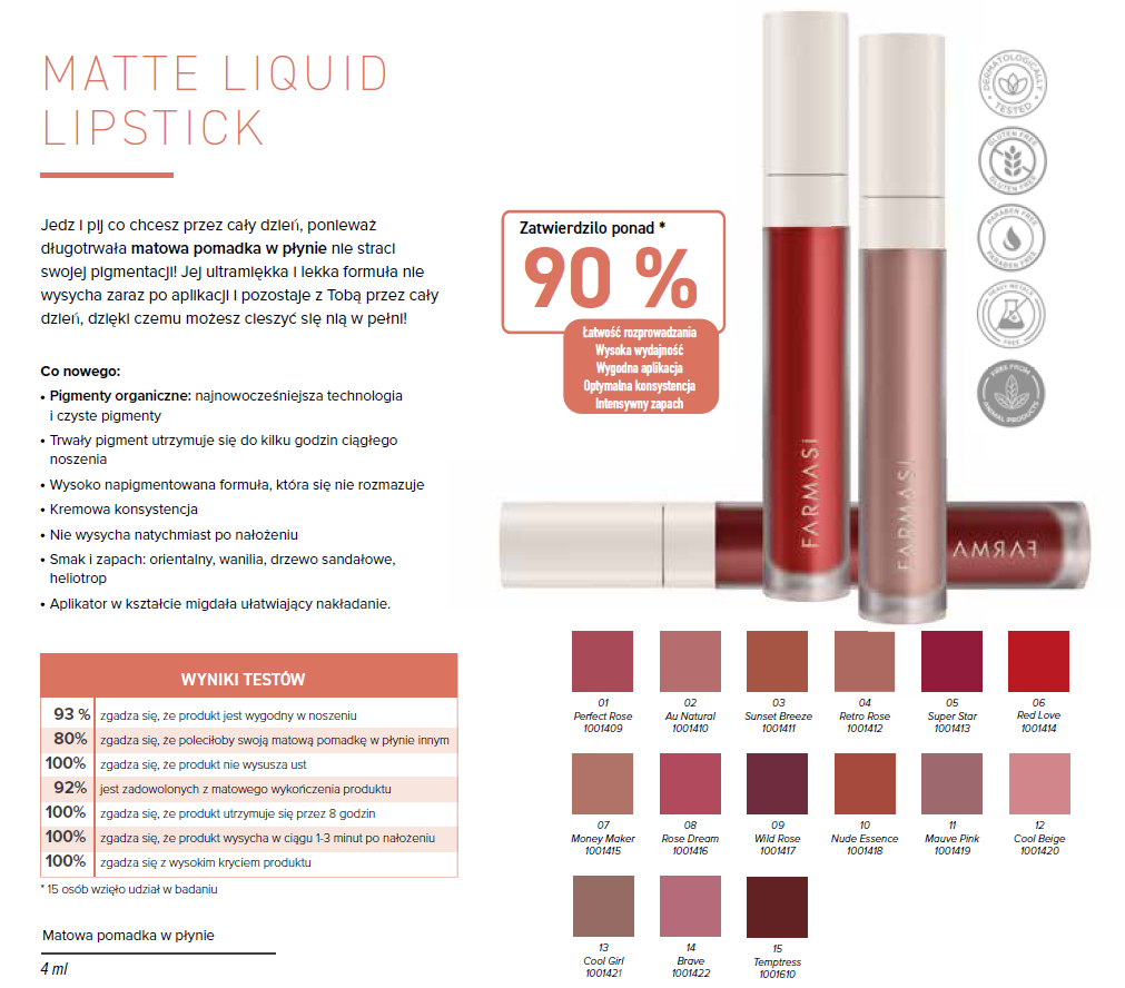 Farmasi Matowa pomadka w płynie - JUST PEACHY