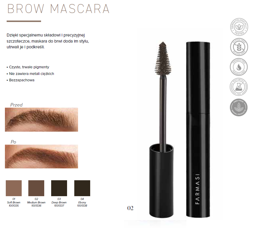 Farmasi Maskara do brwi - 03 Deep Brown - 5ml