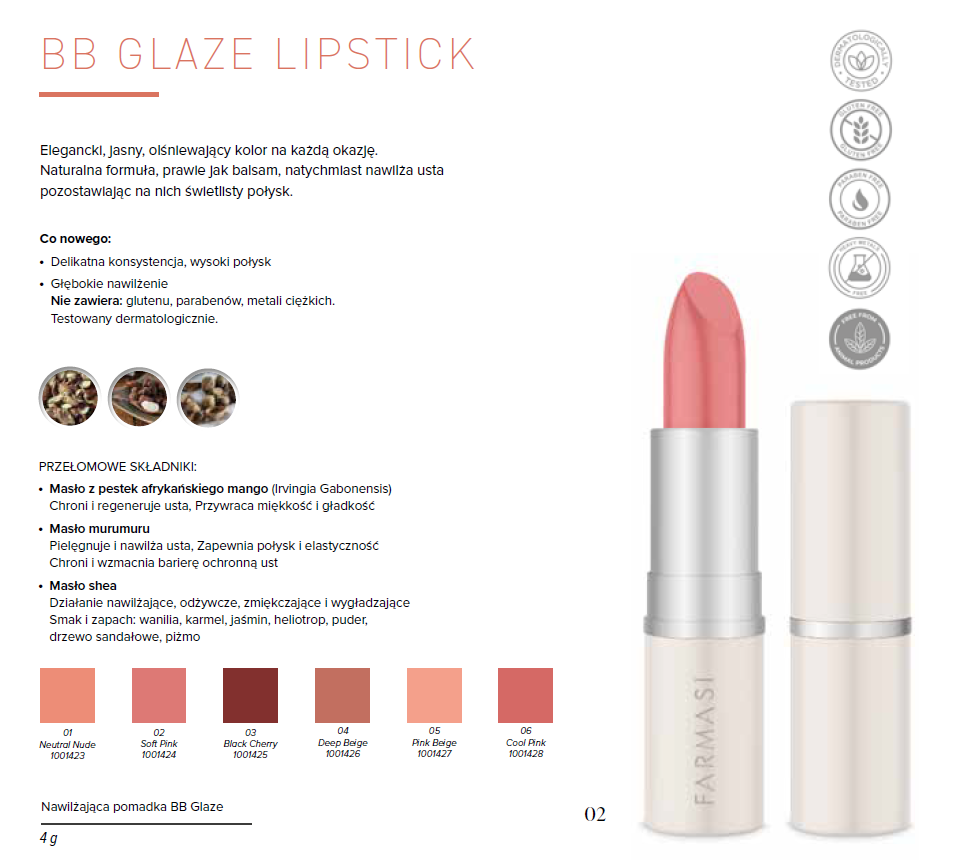 Farmasi Nawilżająca pomadka do ust - 04 DEEP BEIGE