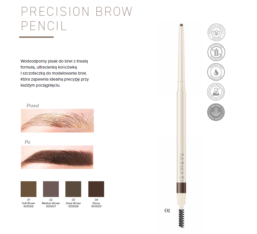 Farmasi Precision Kredka do brwi - 03 Deep Brown