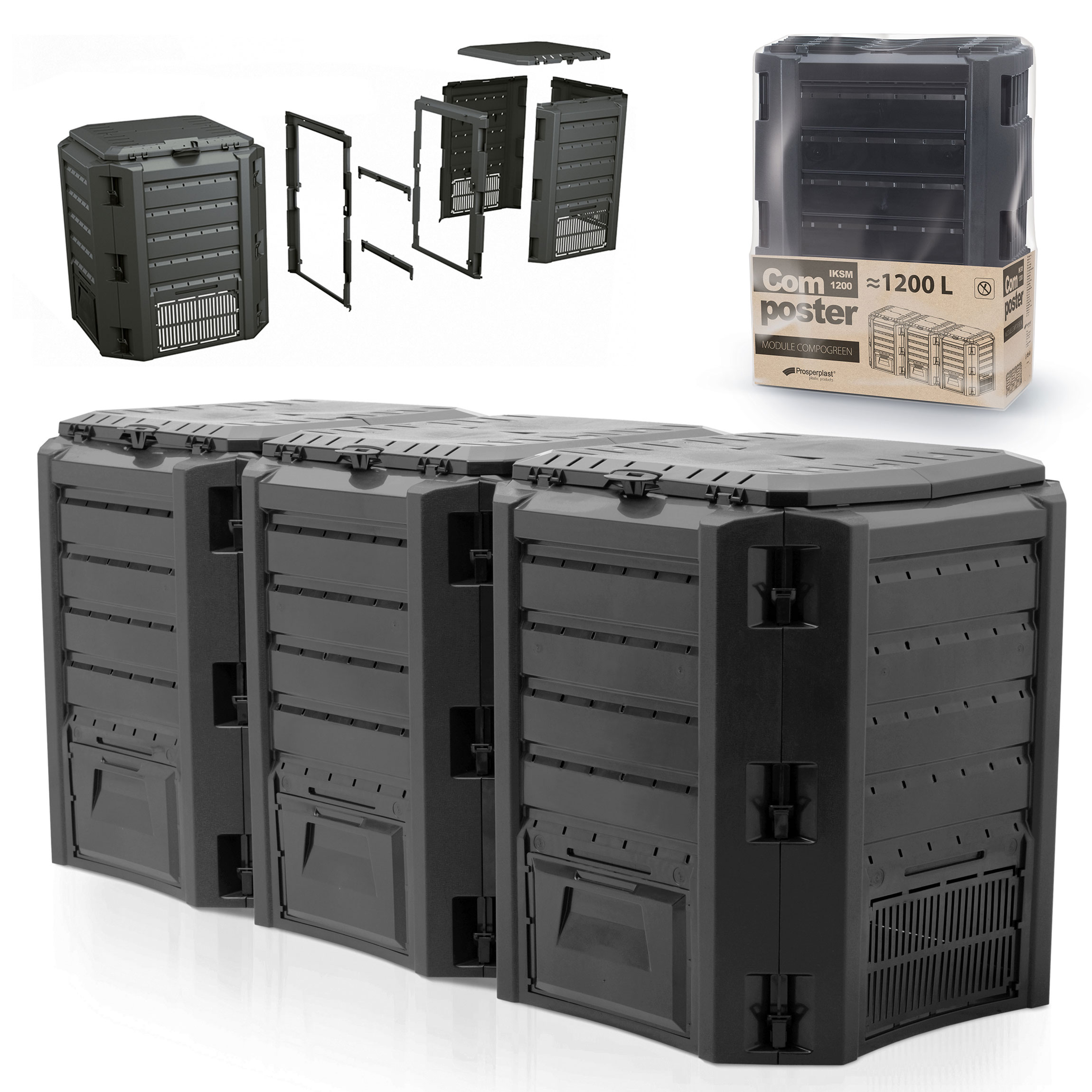 Kompostownik MODULE COMPOGREEN - czarny 1200 LITRÓW