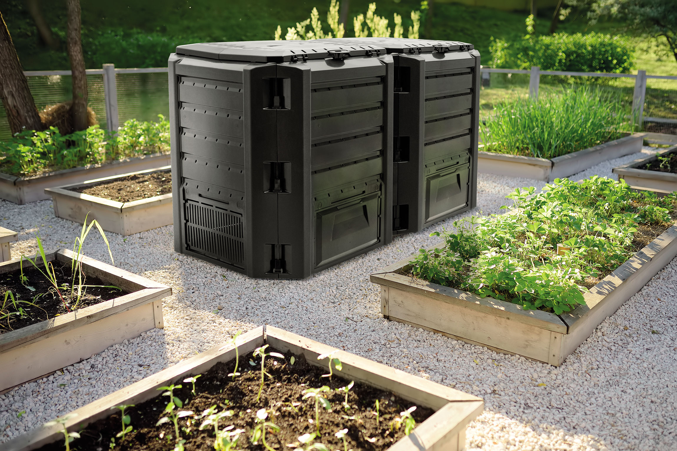 Kompostownik modułowy dwukomorowy 800L czarny