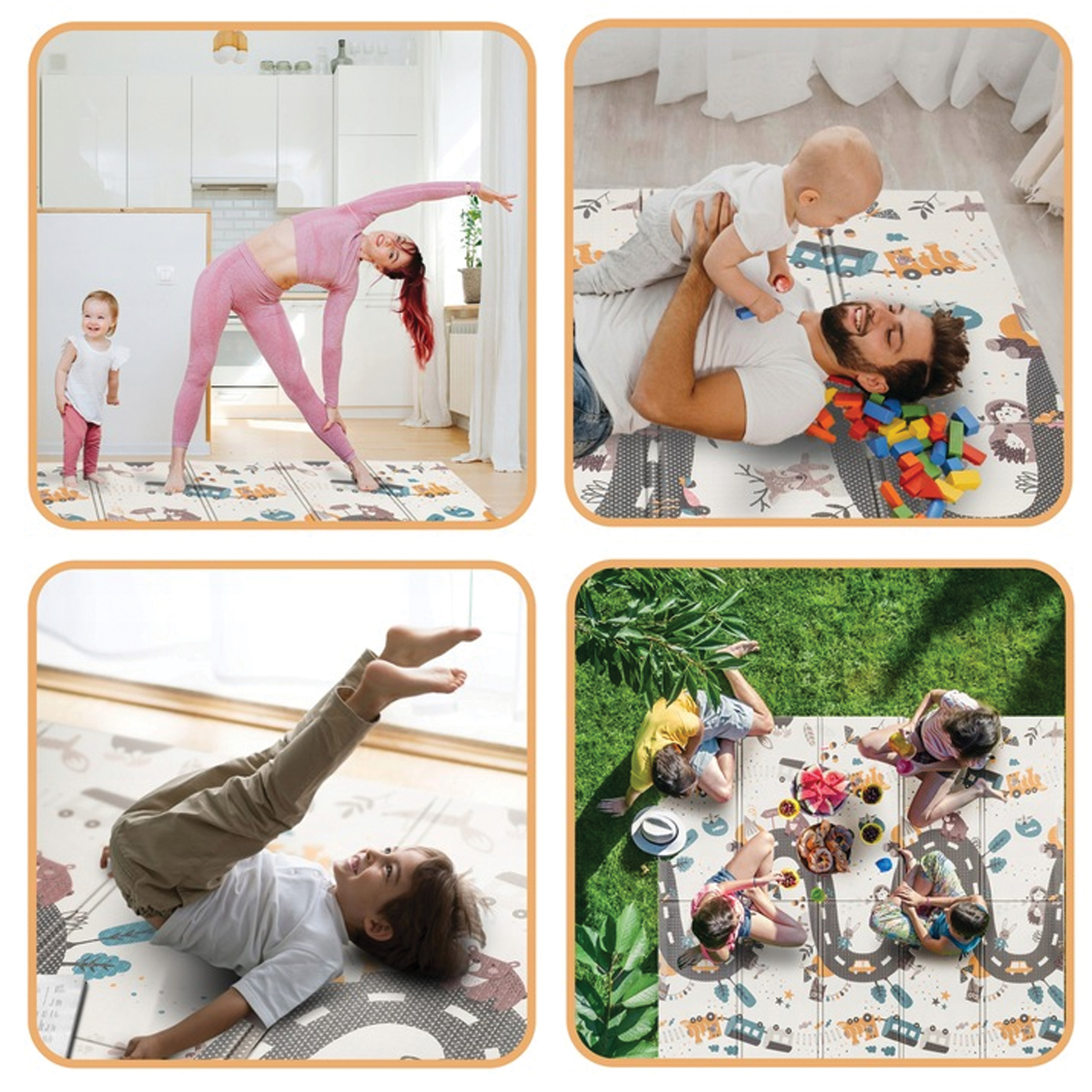 MATA EDUKACYJNA PIANKOWA DWUSTRONNA SKŁADANA MIĘKKA DYWAN 200x180 XL