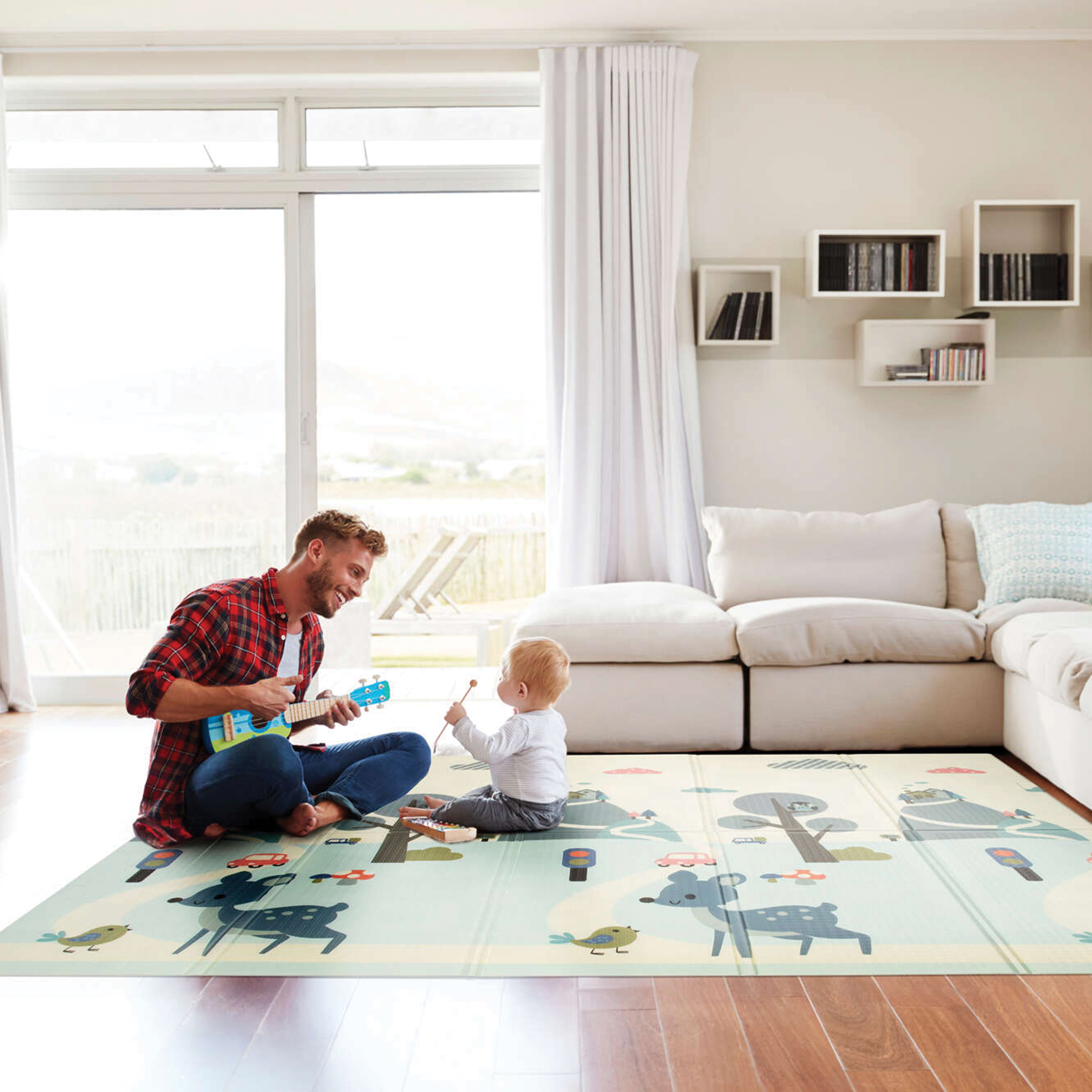 MATA EDUKACYJNA PIANKOWA DWUSTRONNA SKŁADANA MIĘKKA DYWAN 200x180 XL