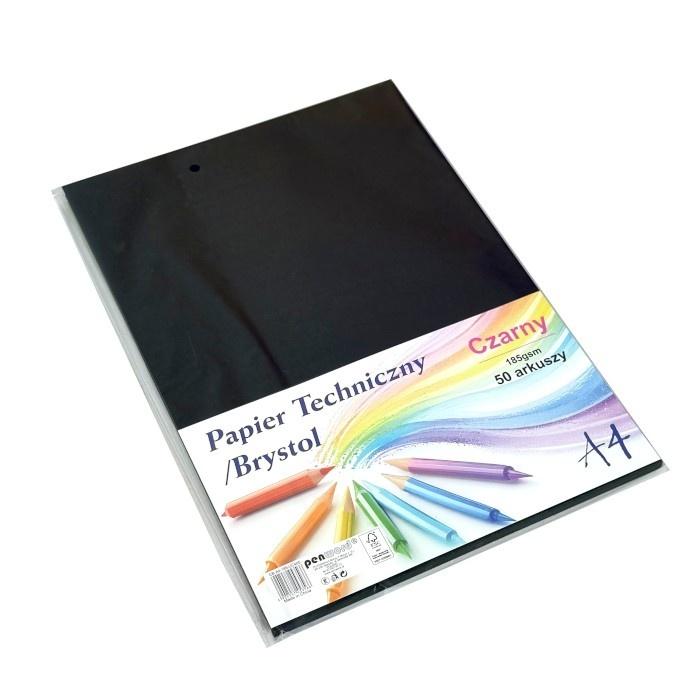 Papier techniczny brystol A4 czarny 50 arkuszy