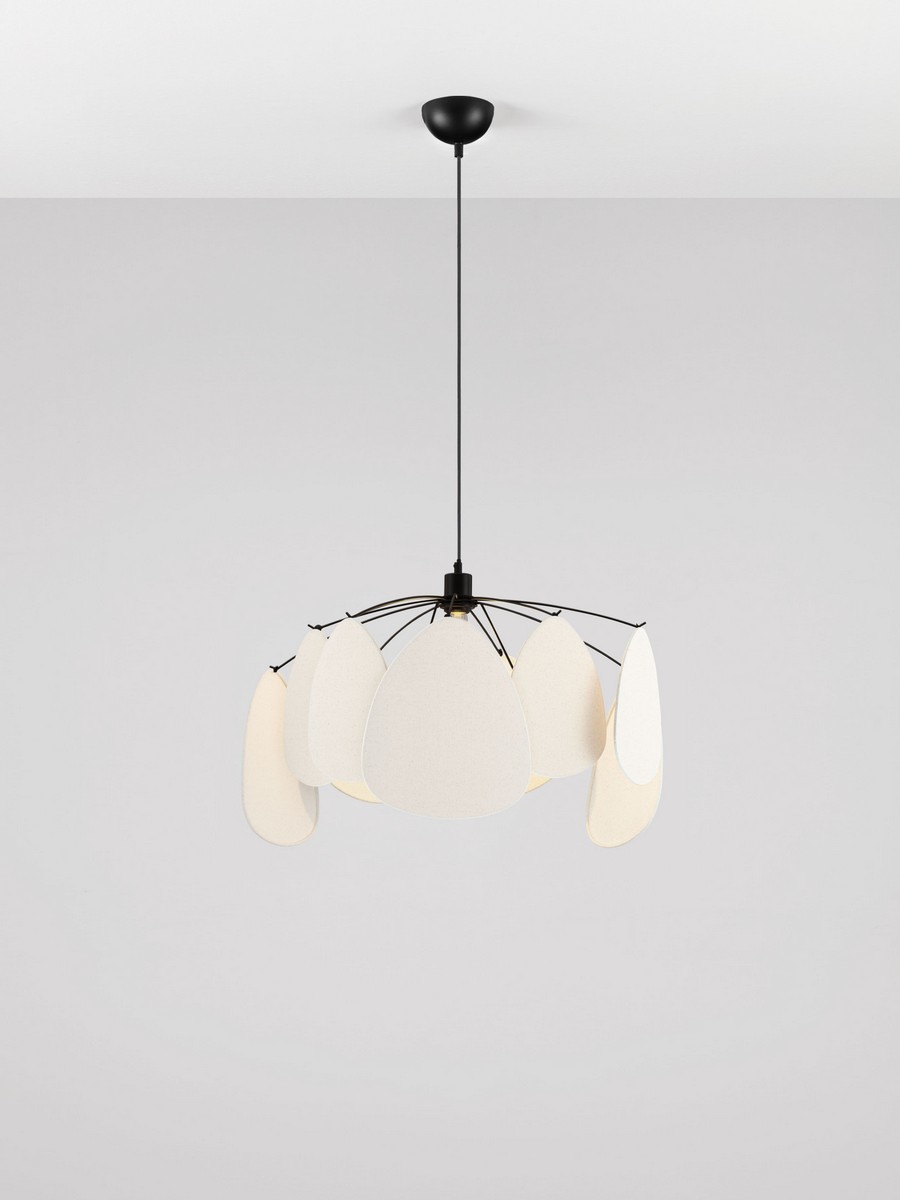 Lampa wisząca ANILO beżowa len/metal tkanina 12W E27 (3)