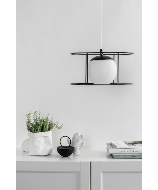 KUGLO B Sufitowa Lampa Wisząca Ummo czarna metalowa biała kula ball glass szkło ZWIS 1xE27 (3)