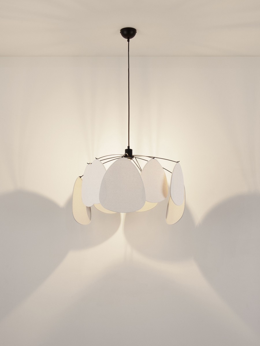 Lampa wisząca ANILO beżowa len/metal tkanina 12W E27 (5)