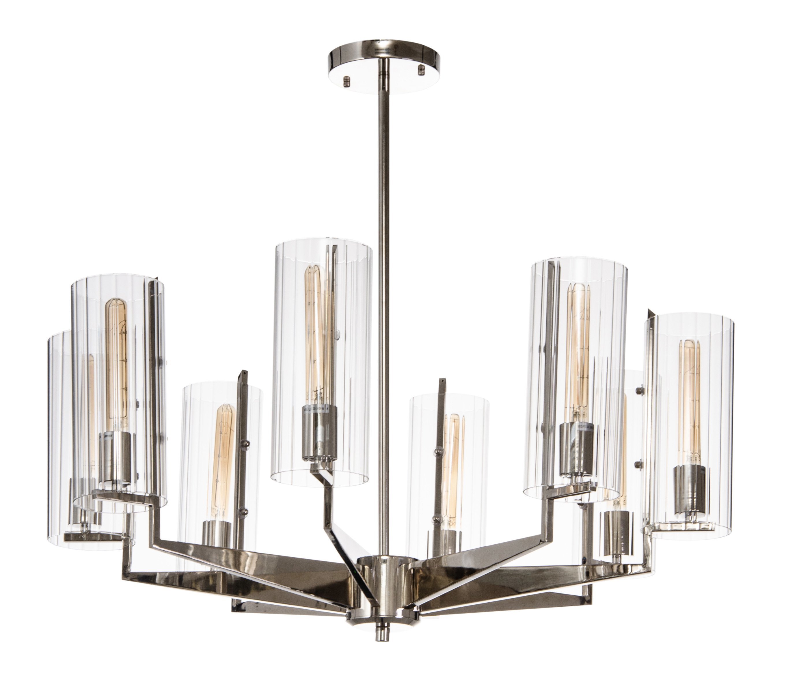 LAMPA wisząca żyrandol Palmer 10100219 okrągła chrom świecznik szkło klosz 8xE27 40W