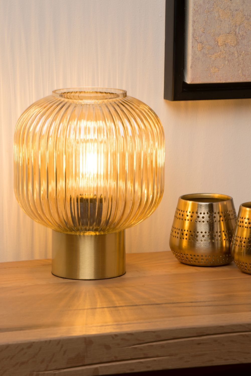 Lampa biurkowa stołowa MALOTO Lucide bursztynowa klosz kula okrągła szkło glass ball w stylu glamour 1xE27 40W IP20 (4)
