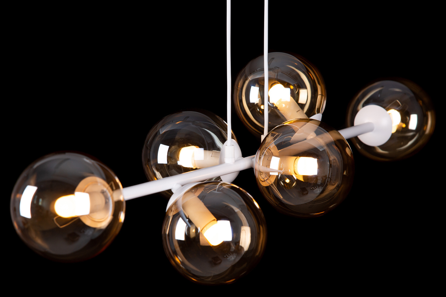 Lampa wisząca żyrandol ROSSI 8 BL GRAFIT 875/8 czarna grafitowe szkło klosze ball kula 8xE14 (5)