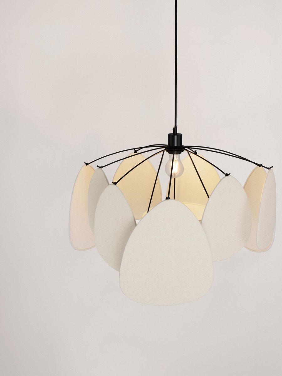 Lampa wisząca ANILO beżowa len/metal tkanina 12W E27 (6)