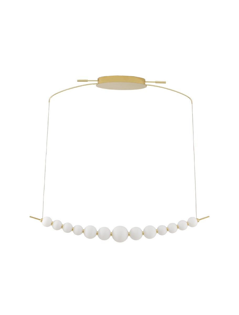 Lampa sufitowa wisząca listwa GLAMOUR złota białe kule ball/glass 32W LED