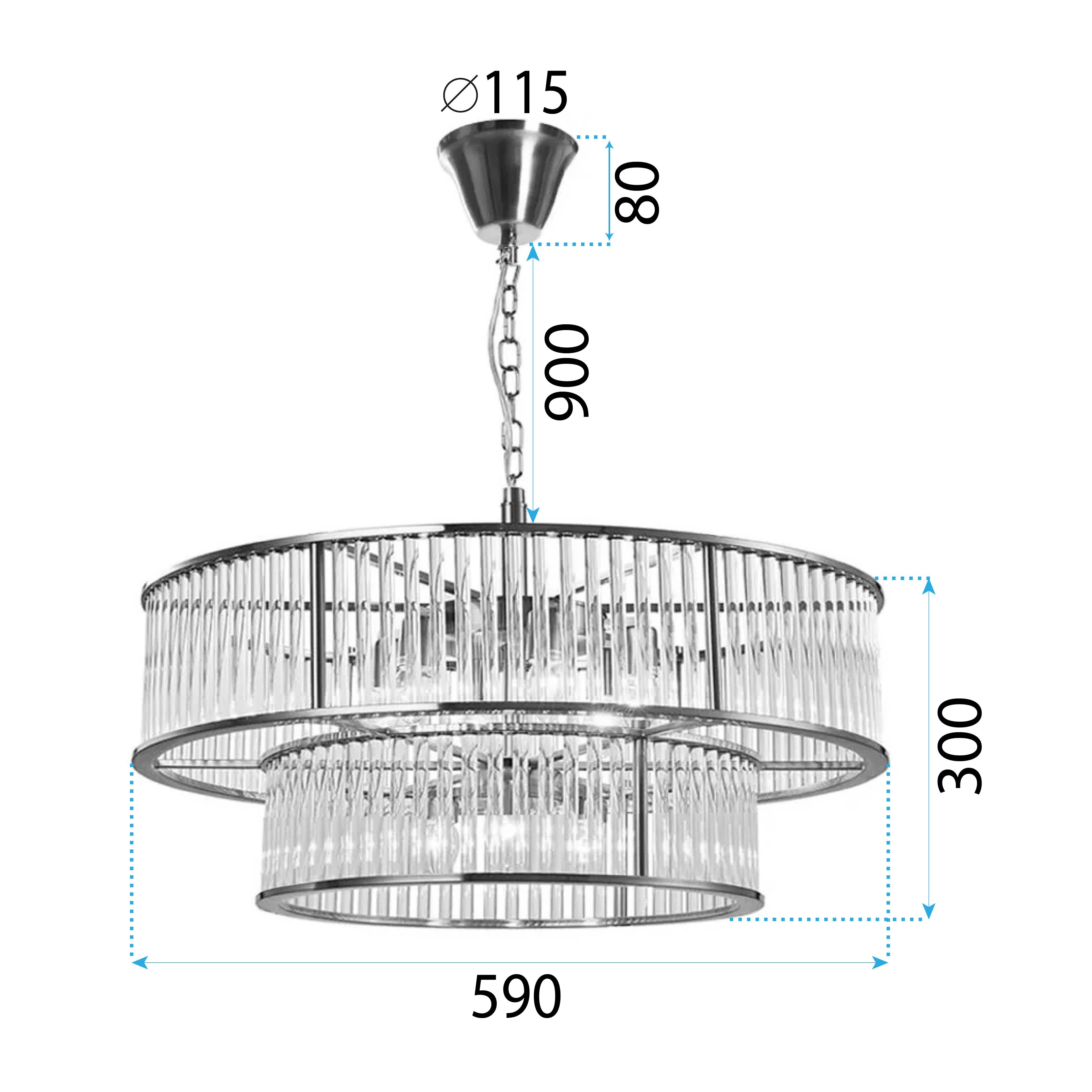 ŻYRANDOL chrom lampa wisząca sufitowa glamour kryształy ESSA E14 IP20 (5)