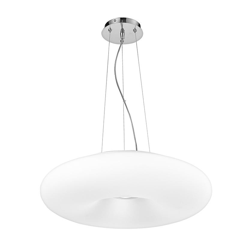 Lampa wisząca żyrandol biała okrągła metal glass white 4xE27 60W