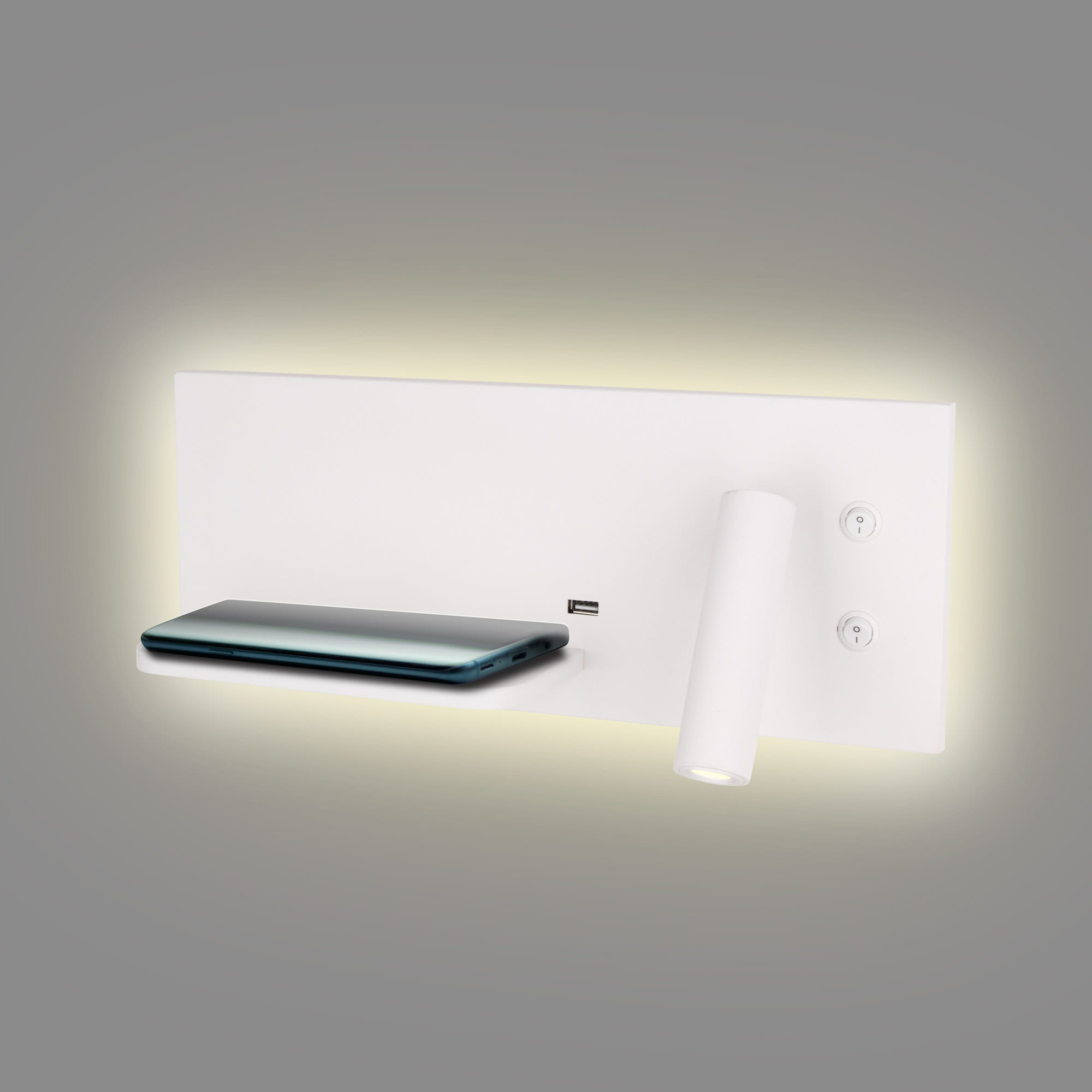  KINKIET biały z gniazdem USB i ładowarką indukcyjną SUPERIOR W0291L Maxlight