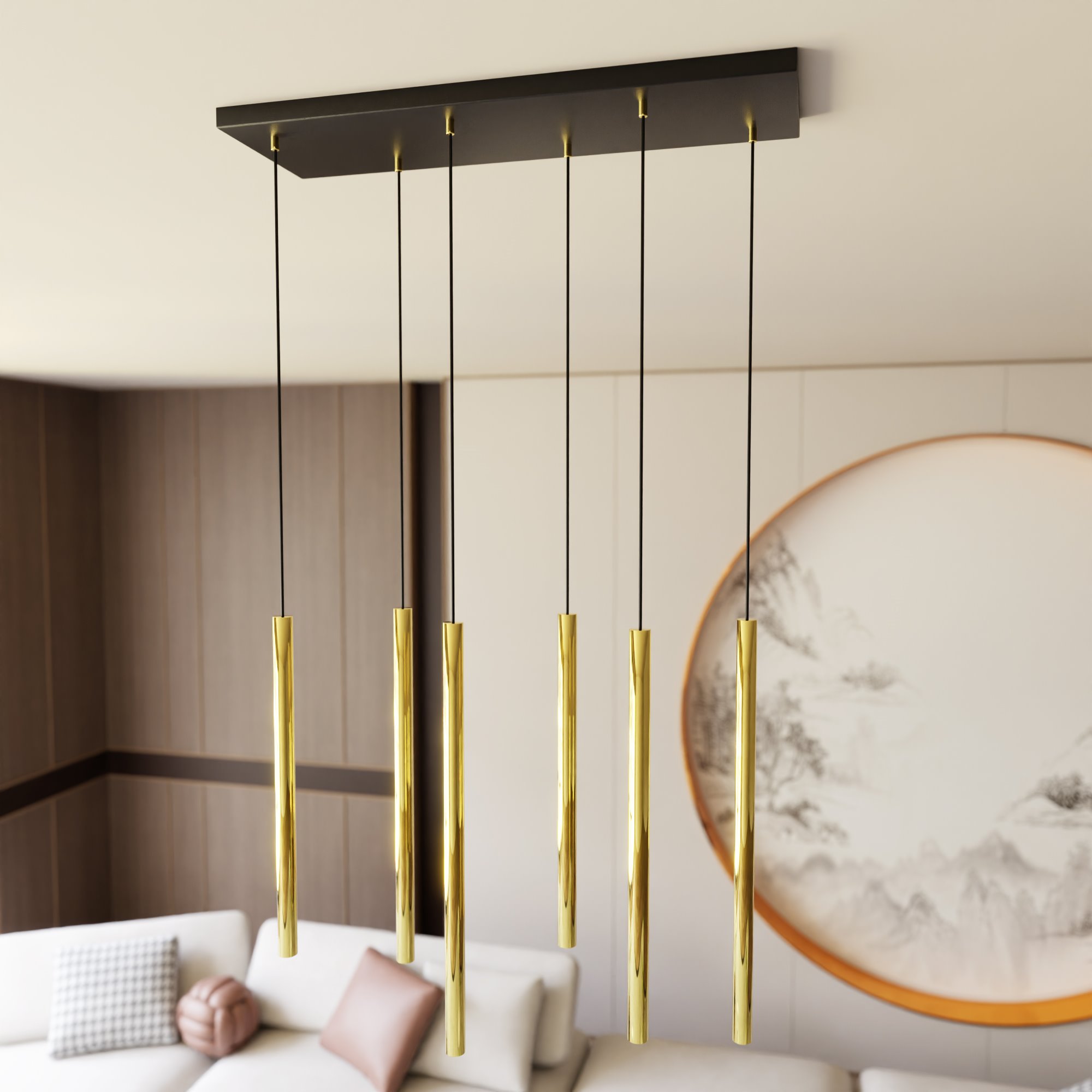 Lampa wisząca SELTER 6 PREMIUM 6 GOLD 1332/6 złota/sople Emibig