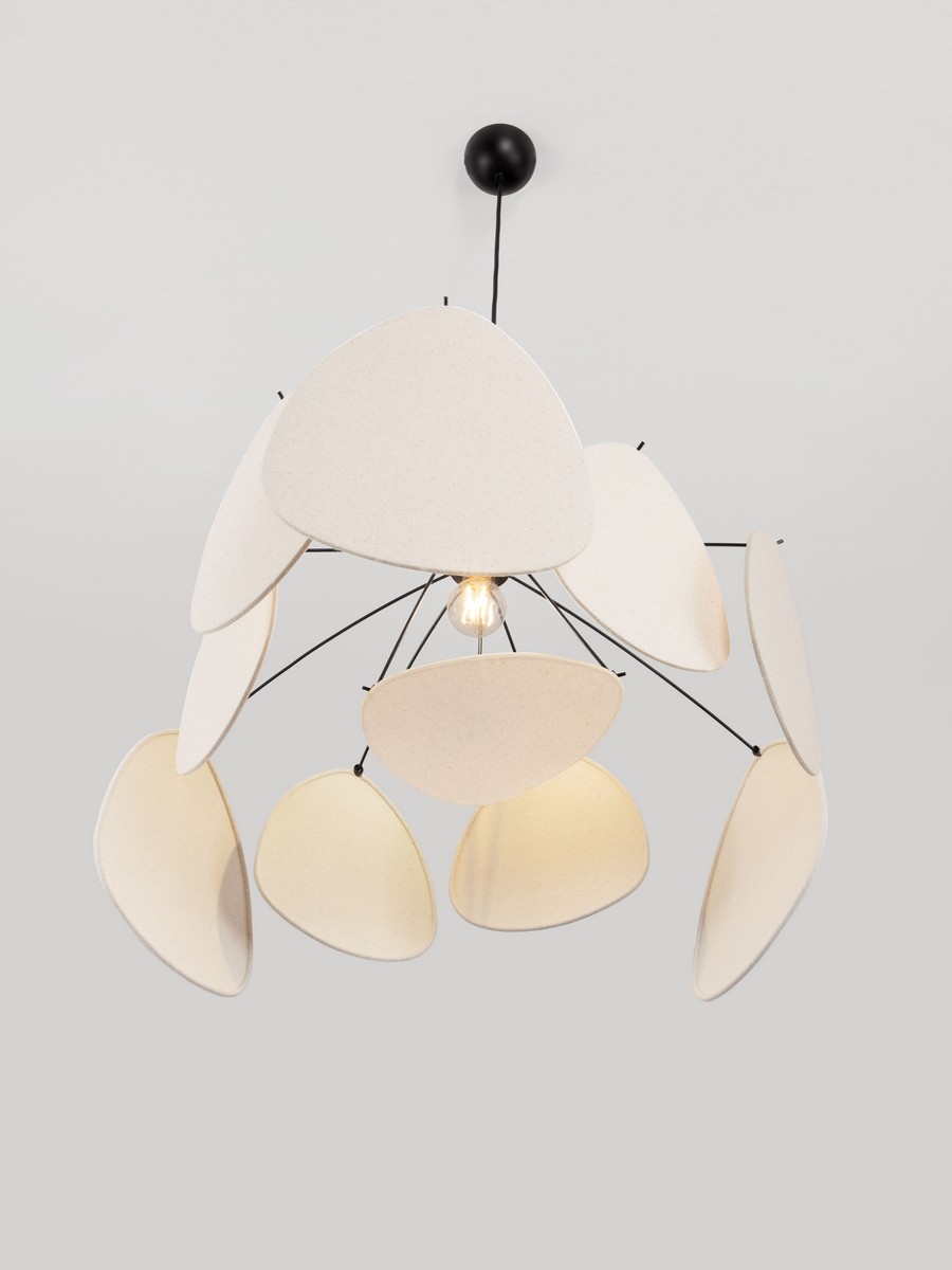 Lampa wisząca ANILO beżowa len/metal tkanina 12W E27 (7)