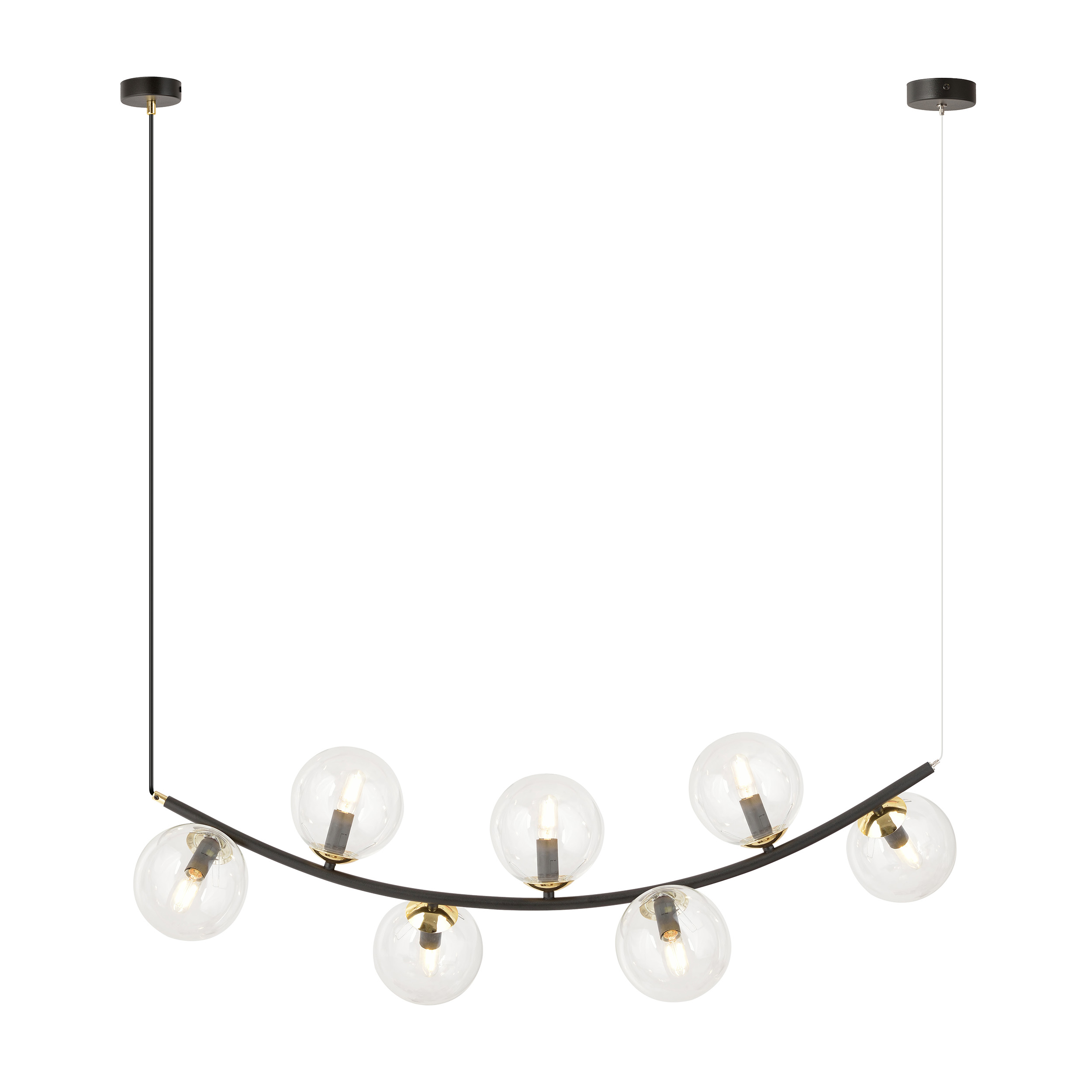  RITZ 7 TRANSPARENT 1296/7 lampa sufitowa wisząca czarna klosze kule Emibig