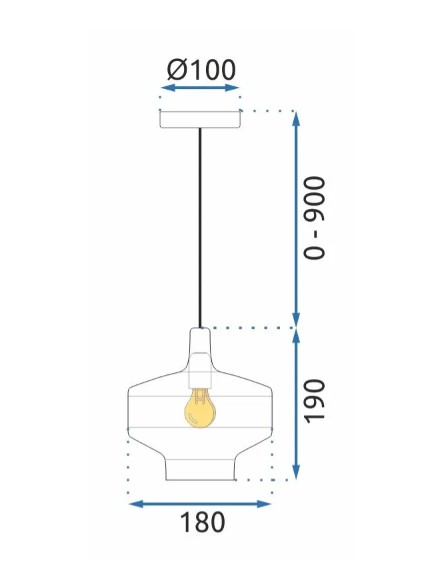Lampa wisząca RITA szklana 1-płomienna różowa 60W E27 (3)