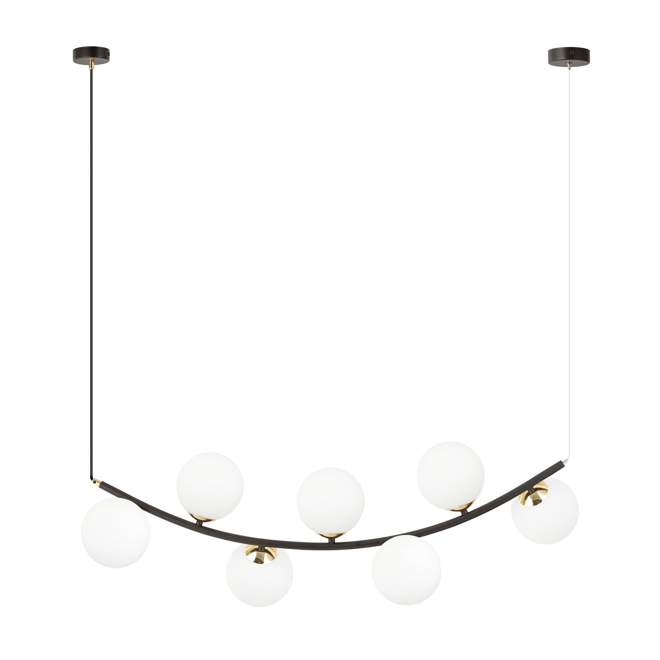 RITZ 7 OPAL 1298/7 lampa sufitowa wisząca czarna klosze kule