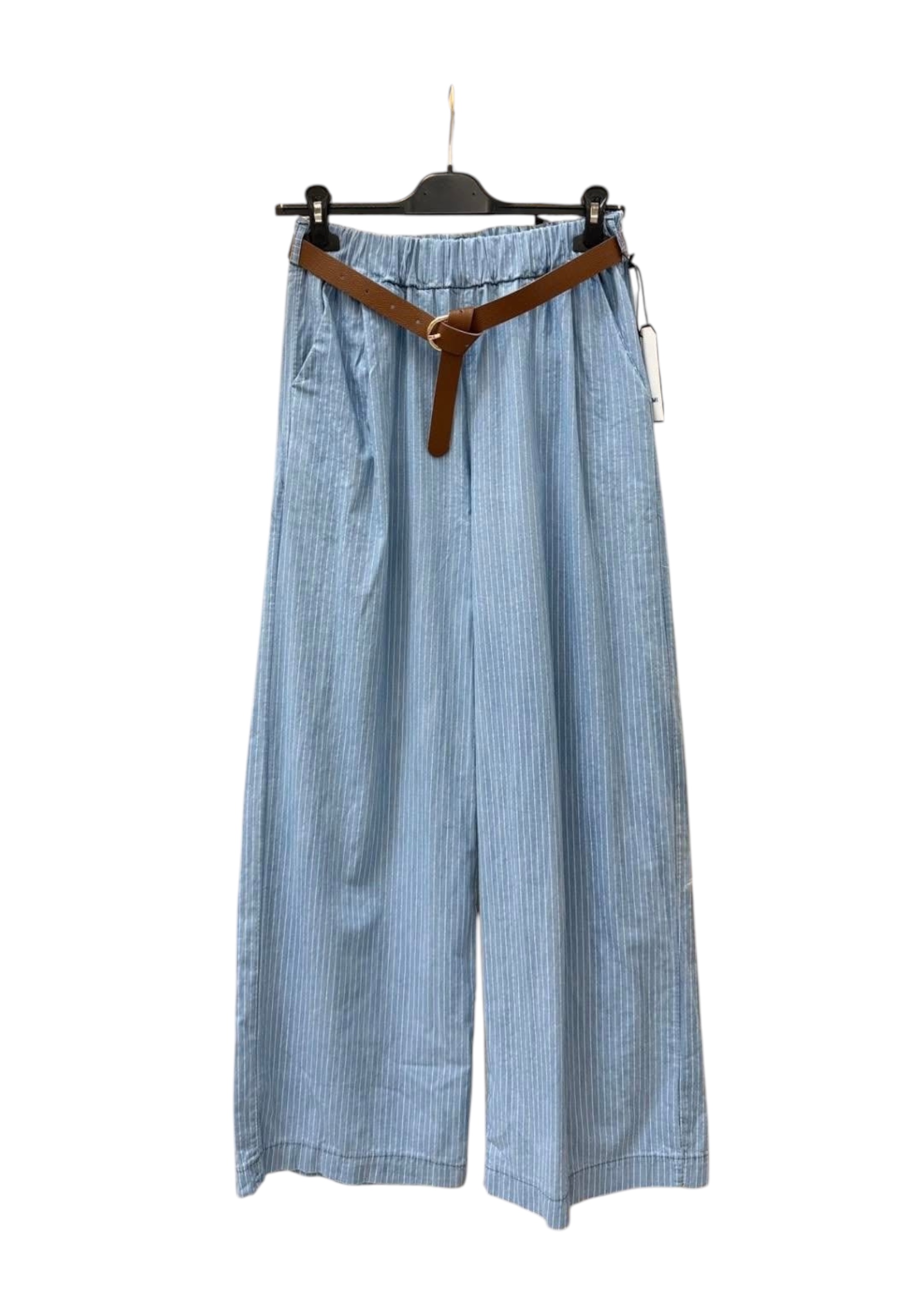 THODAMI Szerokie spodnie w paski z cienkiego denimu