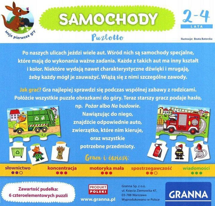 SAMOCHODY GRA 00353 PUZZLOTO GRANNA