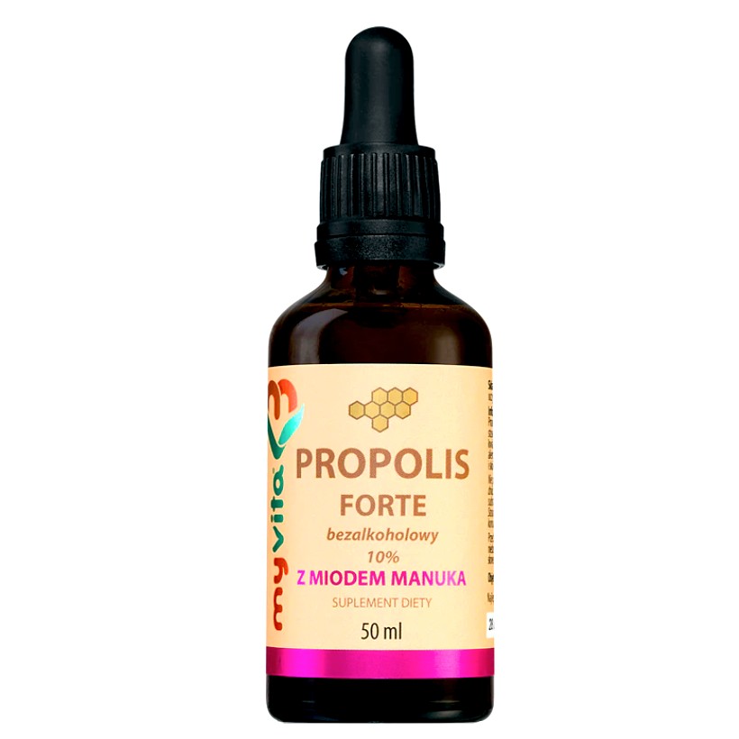 Propolis Forte bezalkoholowy z miodem Manuka 10% krople 50ml MyVita