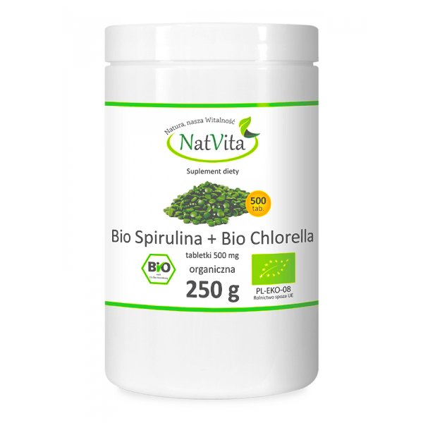 Spirulina + Chlorella Bio 500tab Natvitaorganic