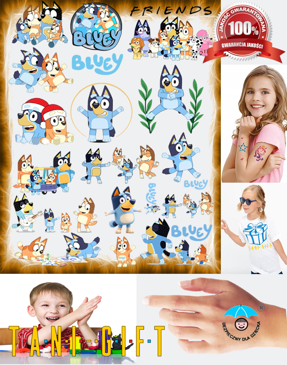 Duży Zestaw Mega Tatuaży zmywalnych - Bluey
